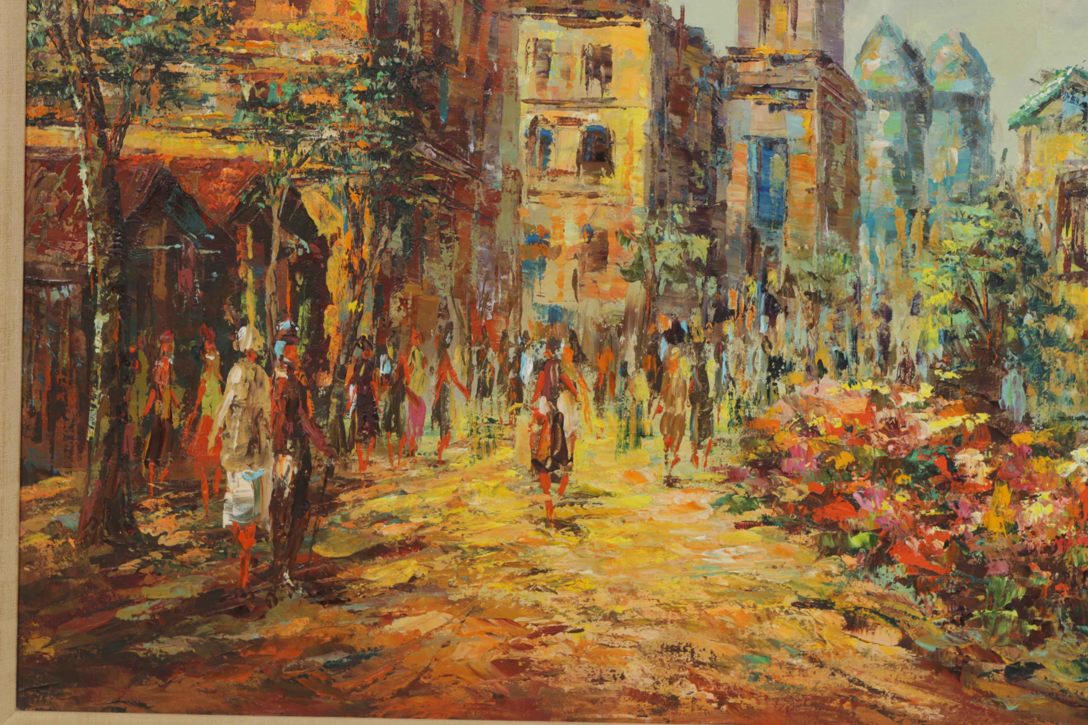 Mary Botto European Street Scene Oil Painting