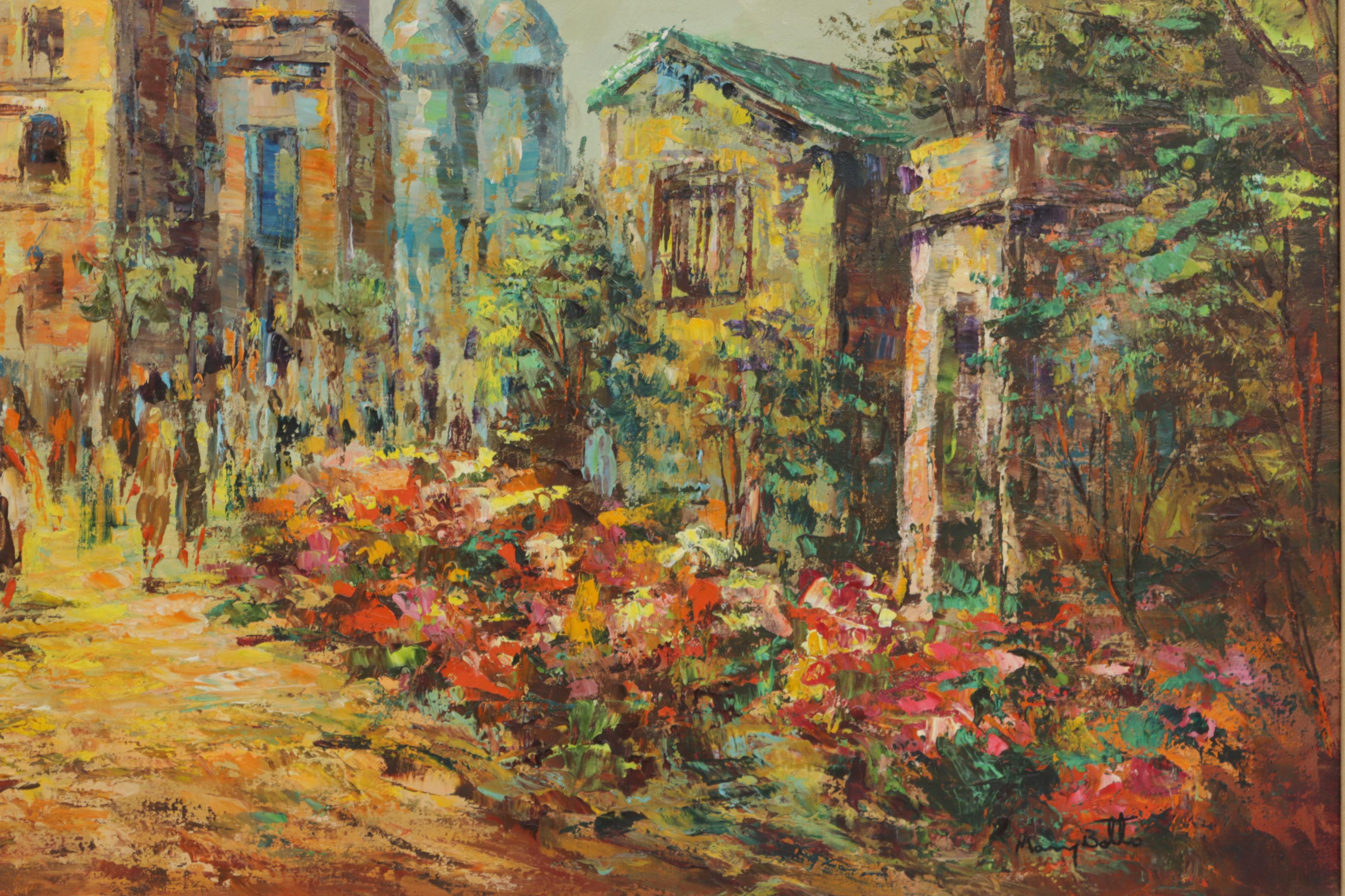 Mary Botto European Street Scene Oil Painting