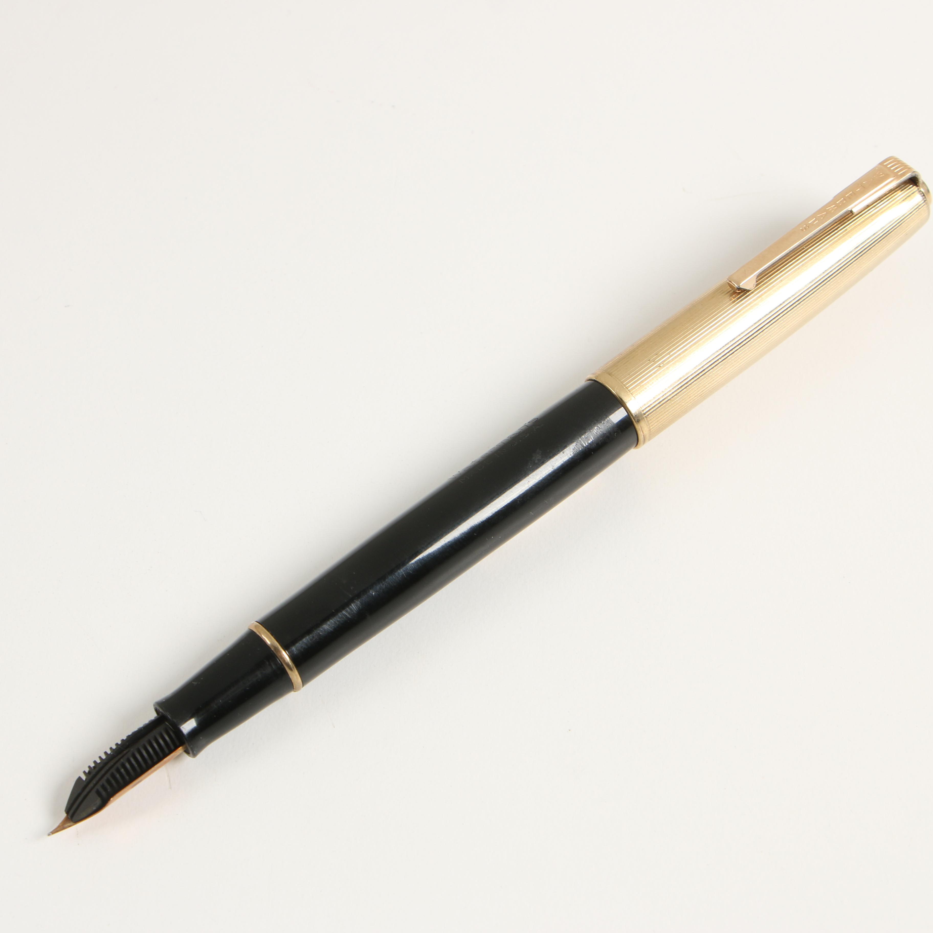 Waterman Ebony Resin Lever Fill Fountain Pen with 14K Gold Nib