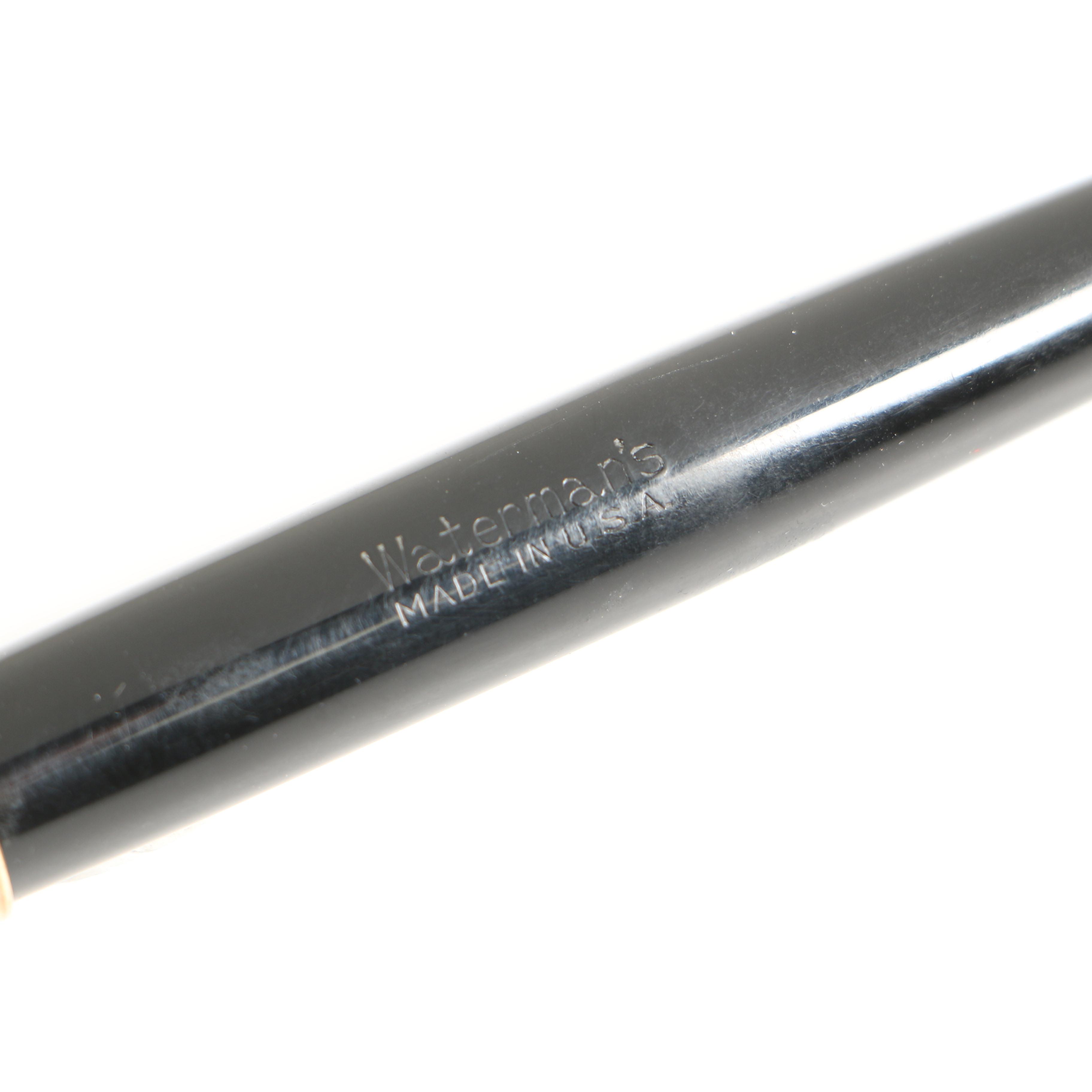 Waterman Ebony Resin Lever Fill Fountain Pen with 14K Gold Nib