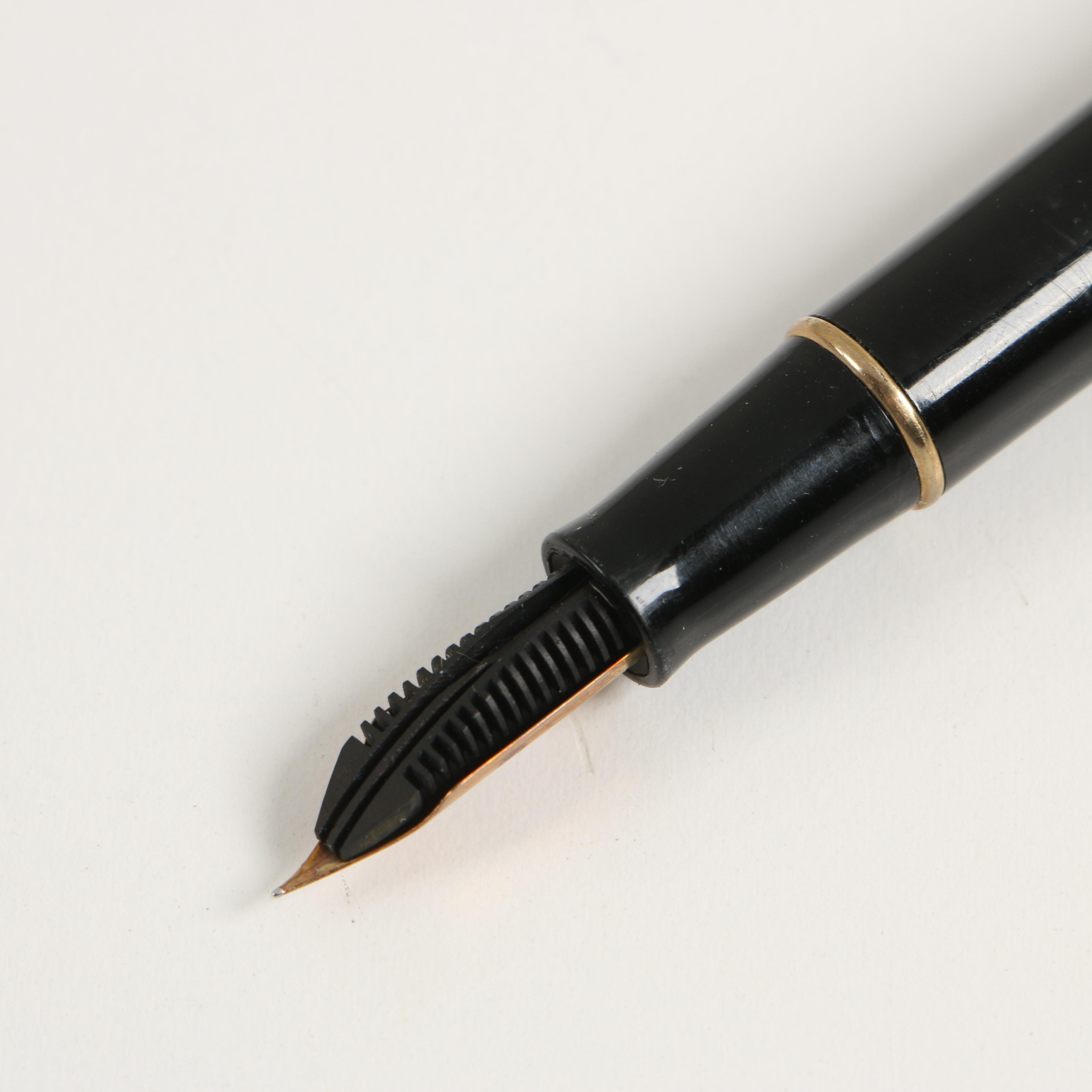 Waterman Ebony Resin Lever Fill Fountain Pen with 14K Gold Nib