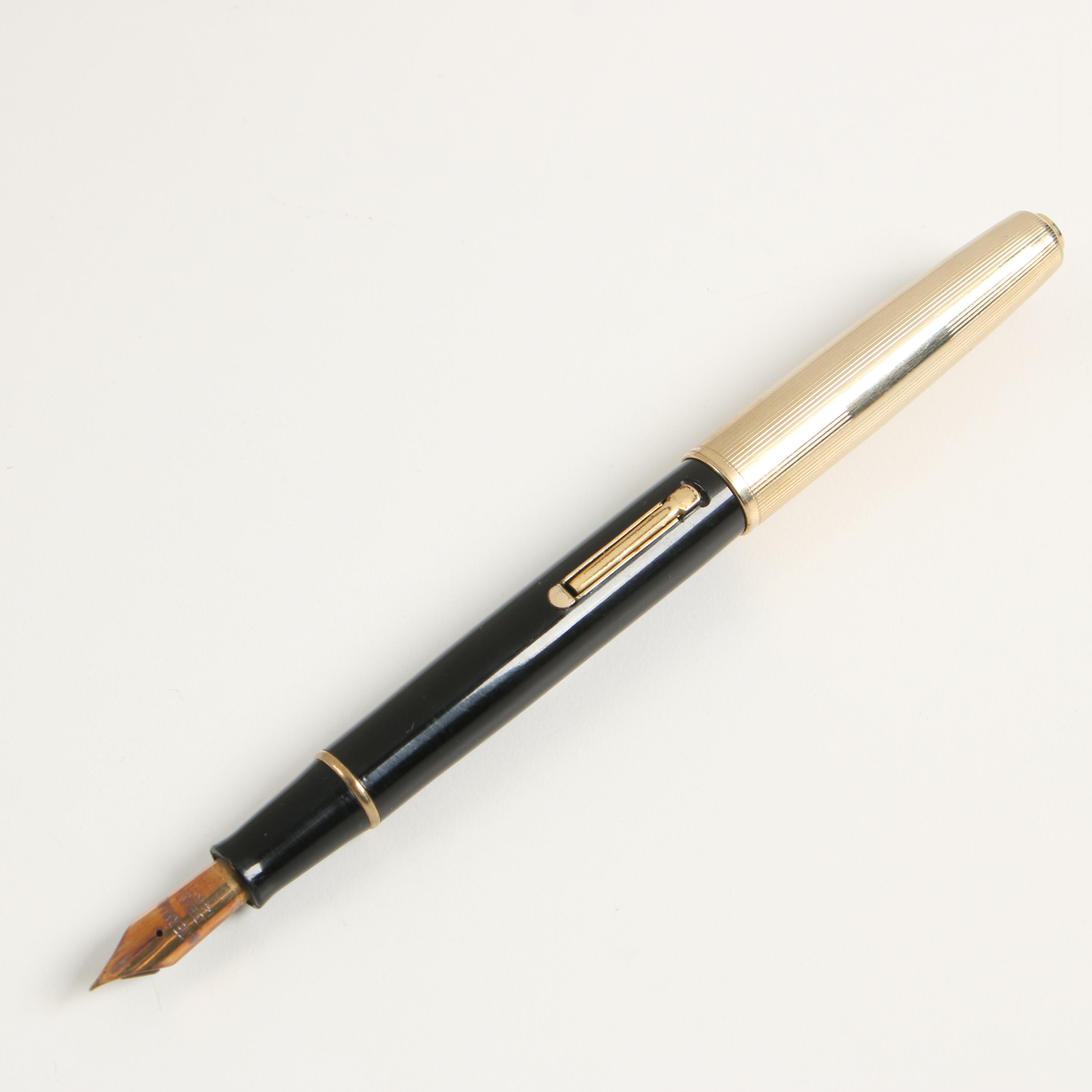 Waterman Ebony Resin Lever Fill Fountain Pen with 14K Gold Nib