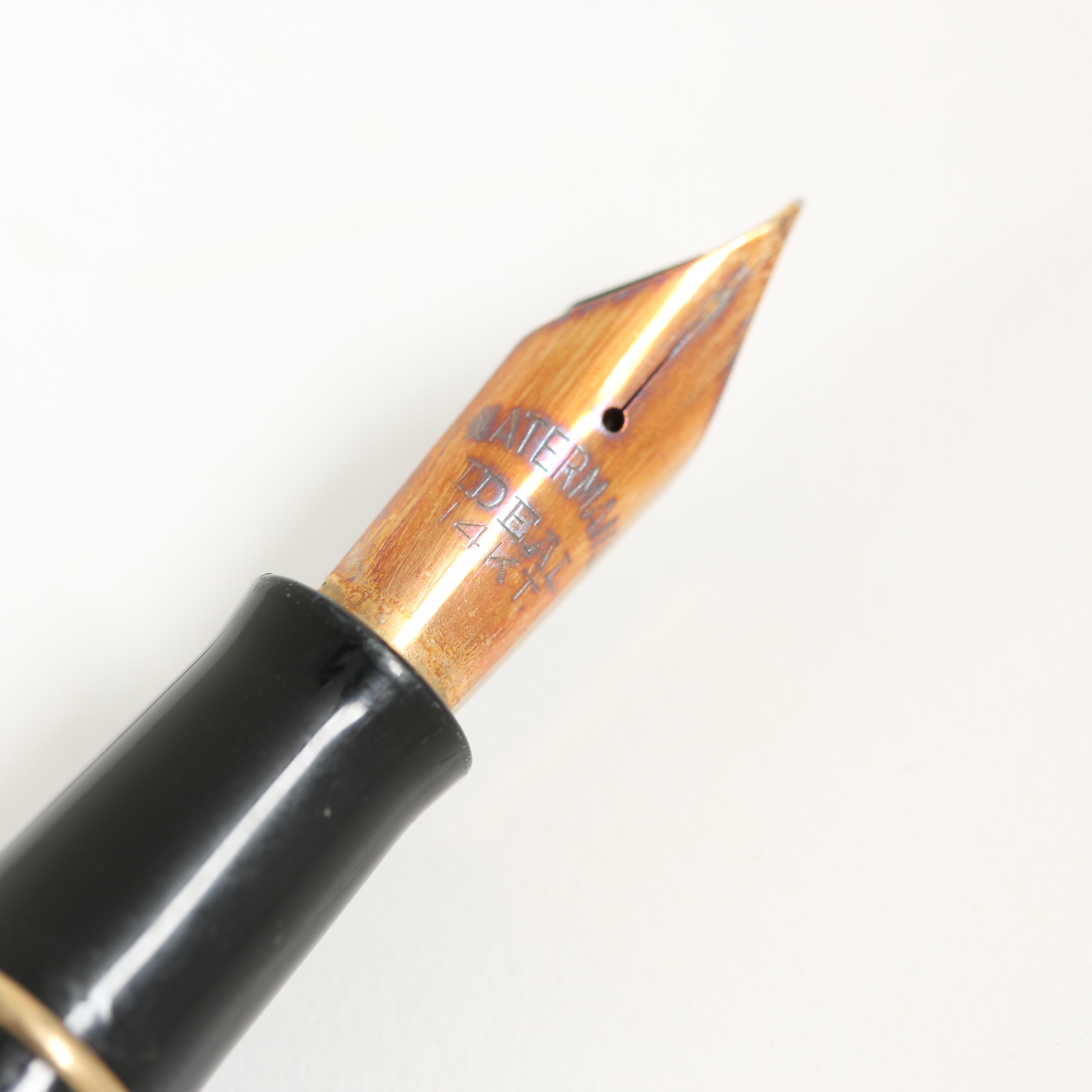 Waterman Ebony Resin Lever Fill Fountain Pen with 14K Gold Nib