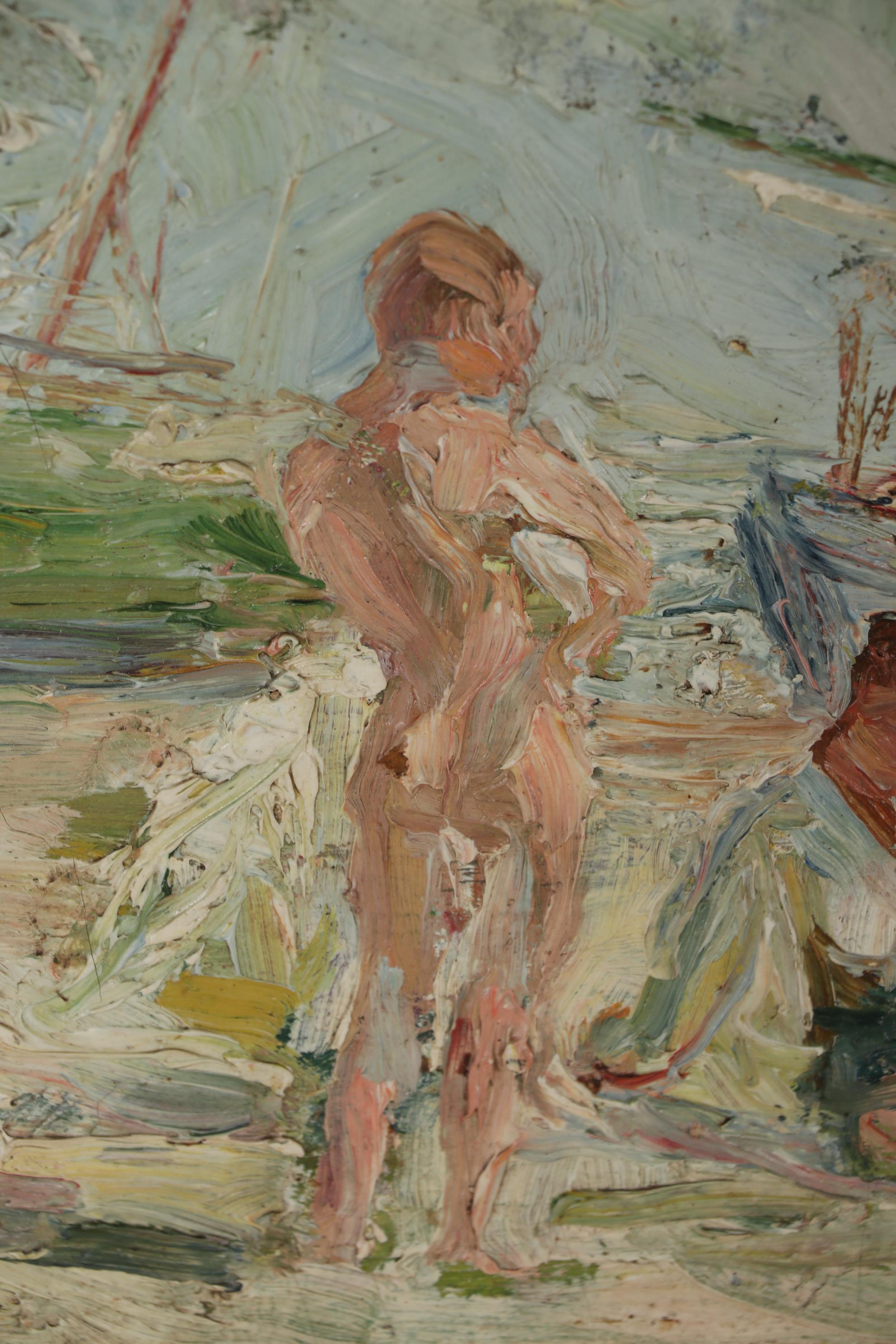 Juan Bautista Porcar Ripollés Oil Painting "Figures on the Beach"