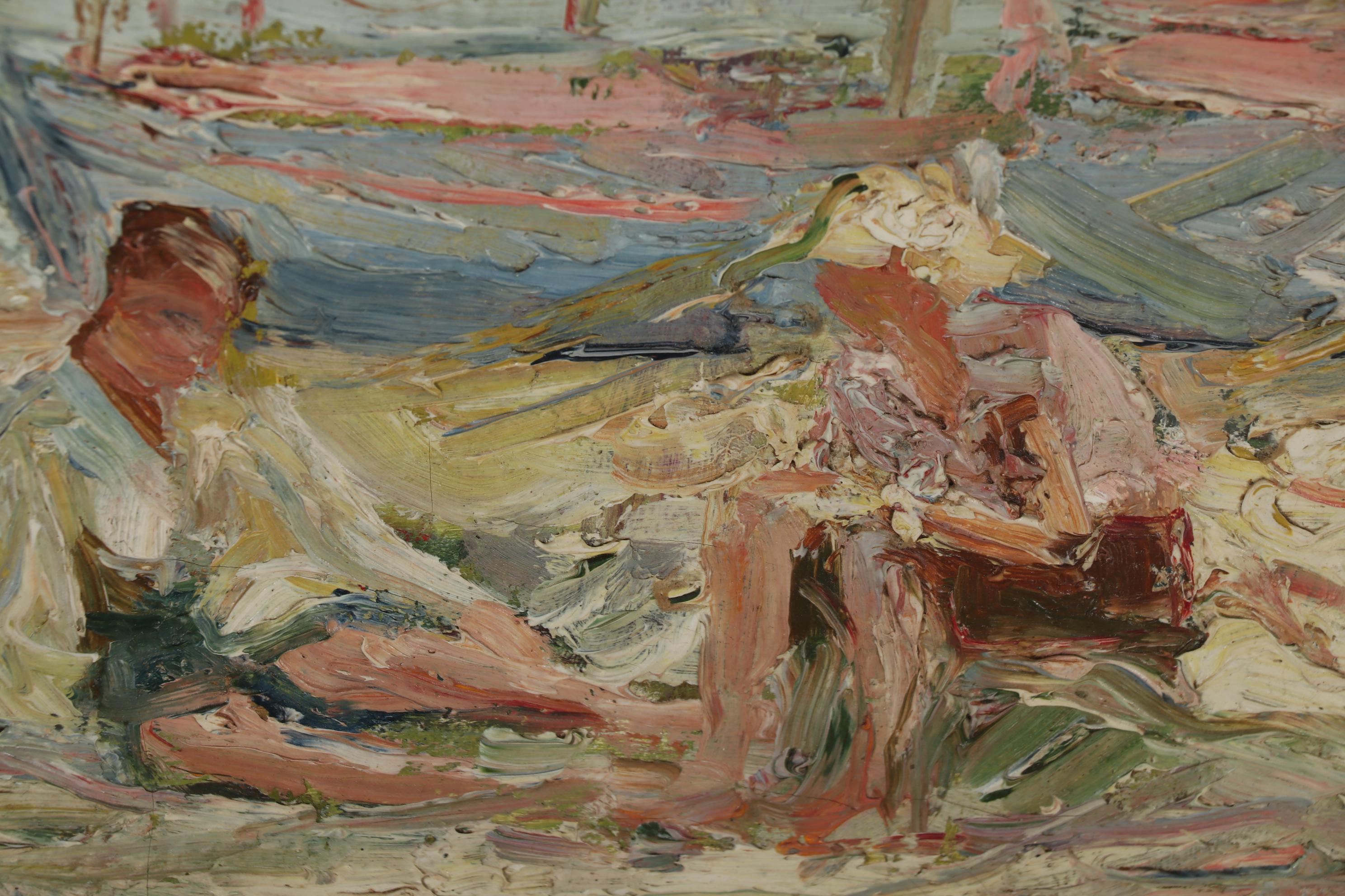 Juan Bautista Porcar Ripollés Oil Painting "Figures on the Beach"