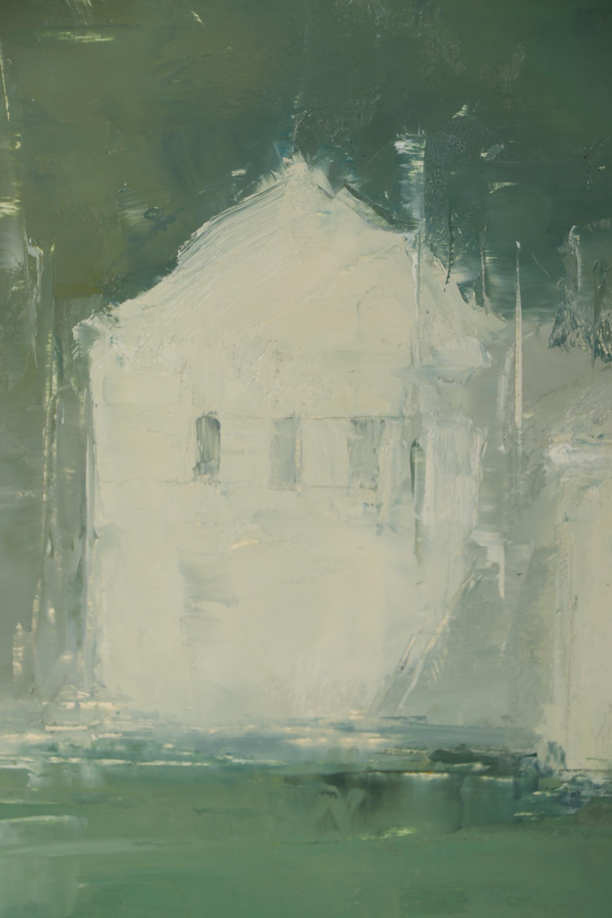 Stuart Shils Oil Painting "White Barns and Trees", 2001