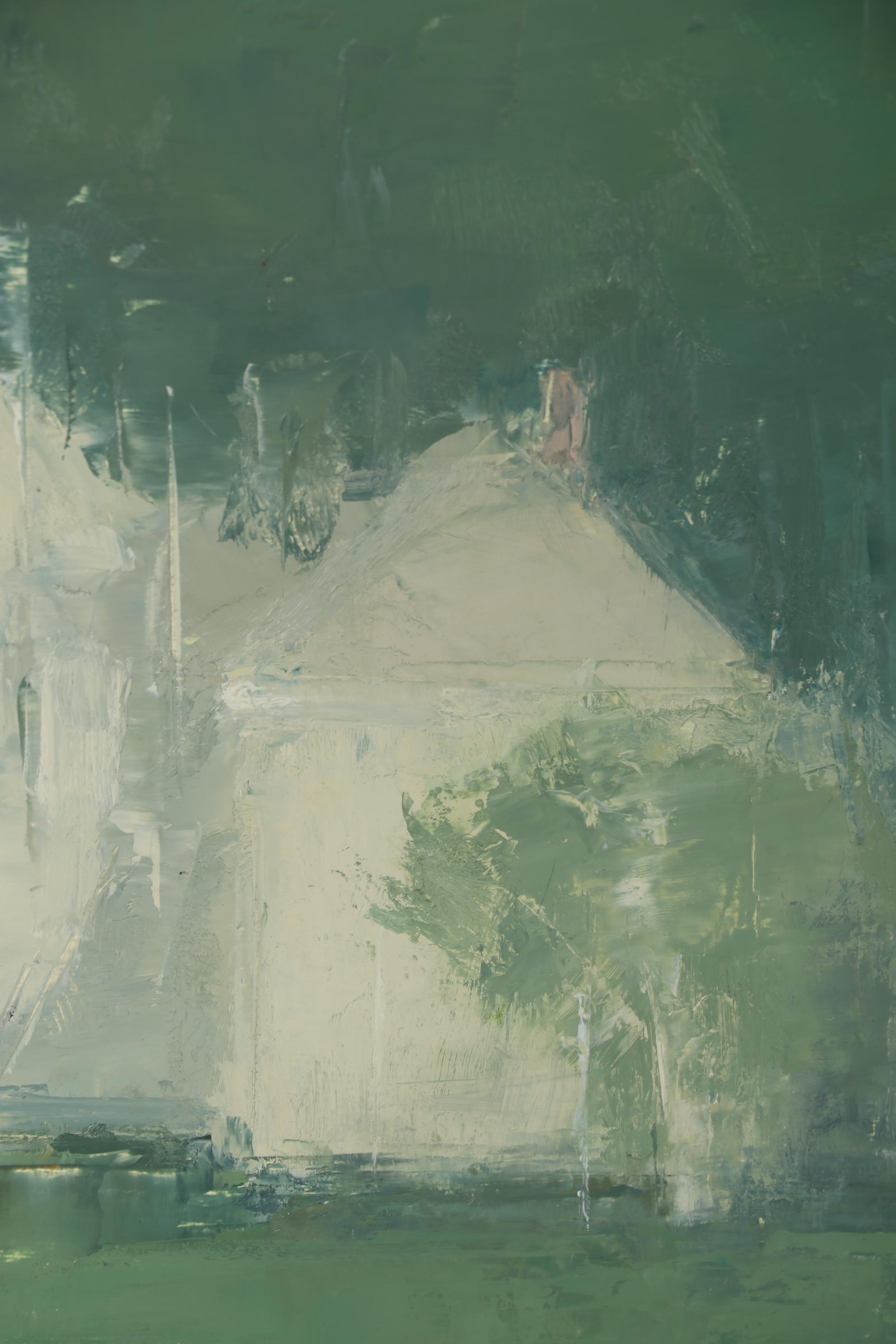 Stuart Shils Oil Painting "White Barns and Trees", 2001