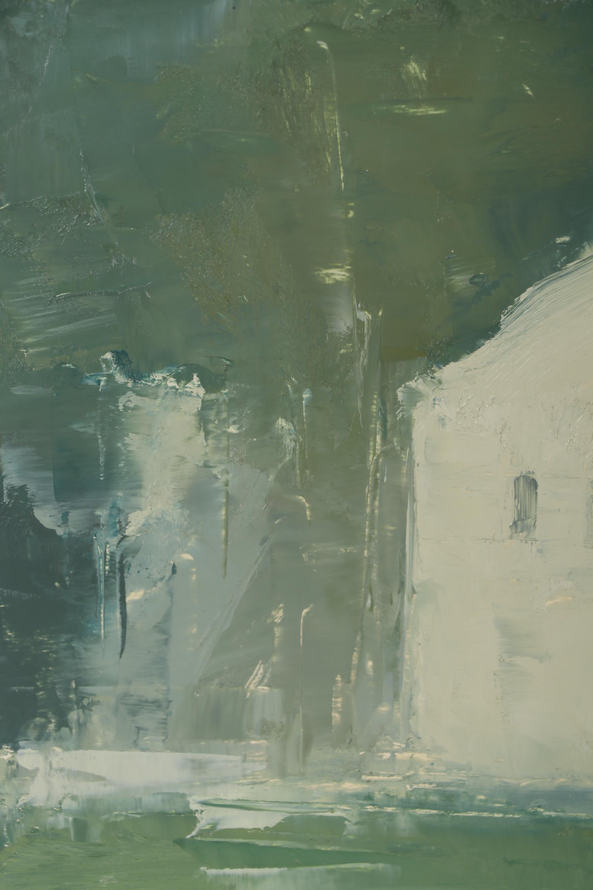 Stuart Shils Oil Painting "White Barns and Trees", 2001