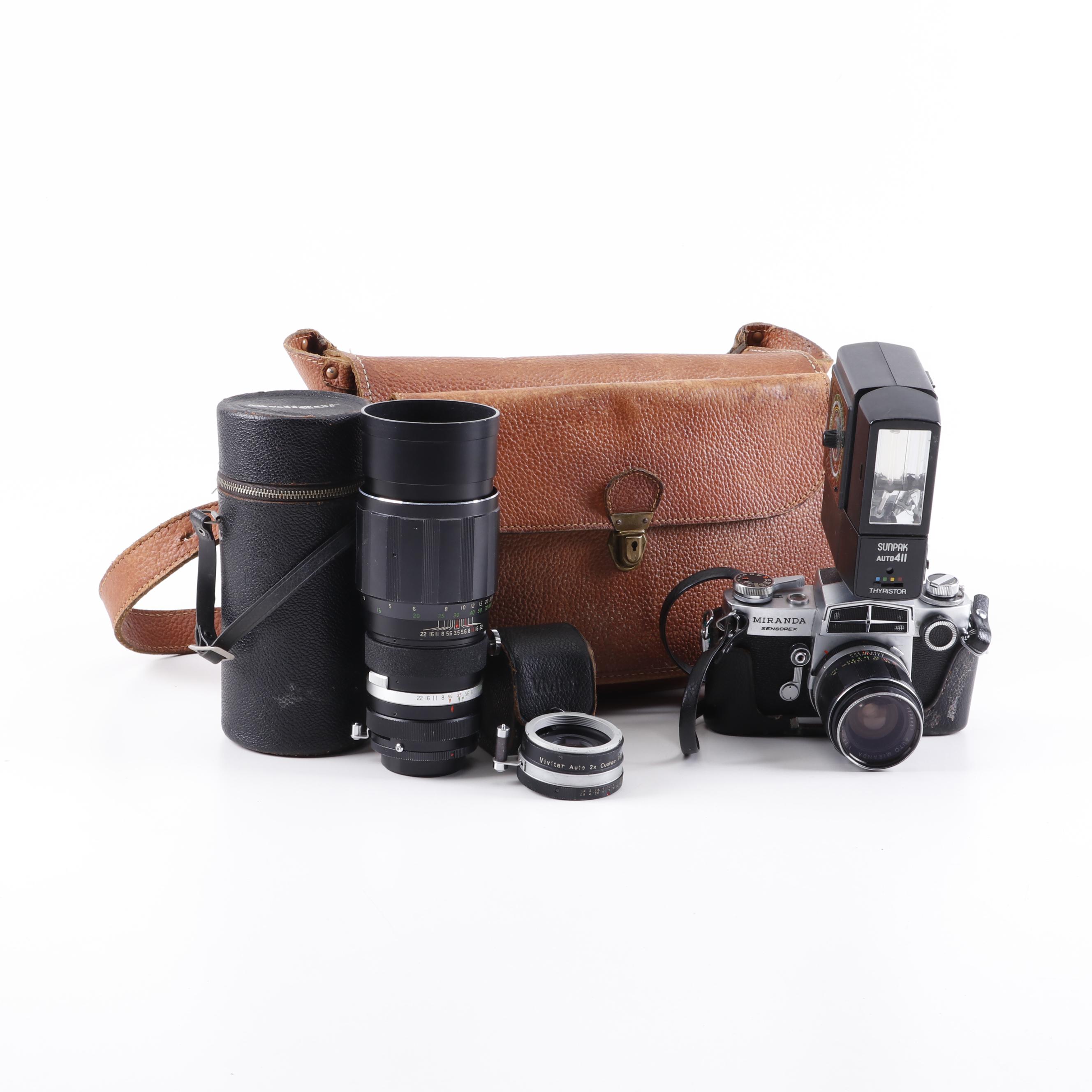 Miranda Sensorex Film Camera with Soligor Lens and Other Accessories