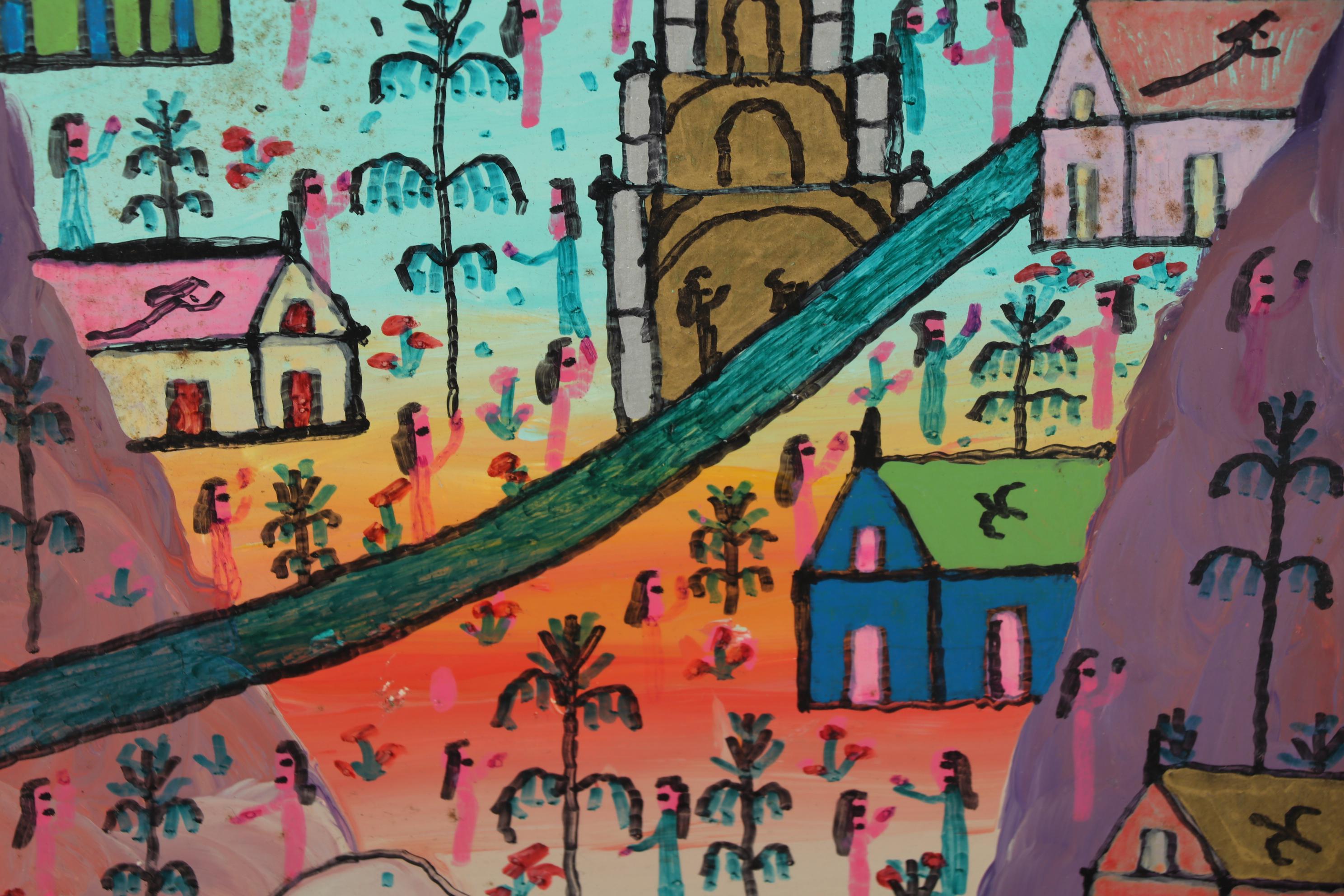 Howard Finster Oil Paint Marker and Acrylic Painting, 1996