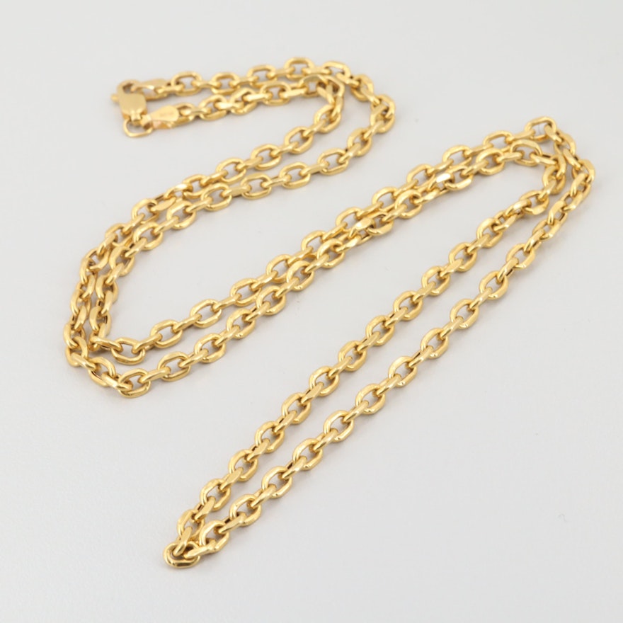 18K Yellow Gold Rolo Chain Necklace