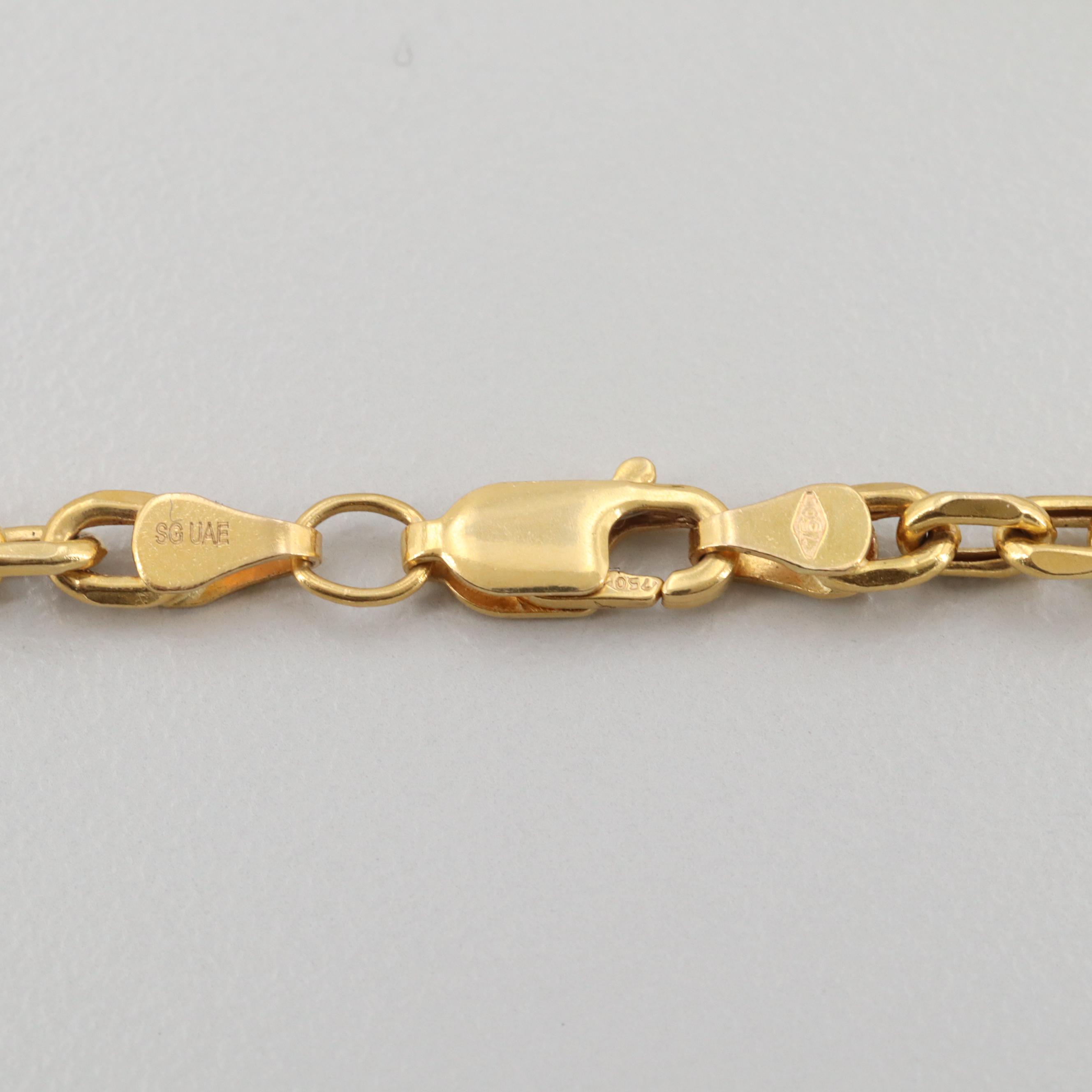 18K Yellow Gold Rolo Chain Necklace