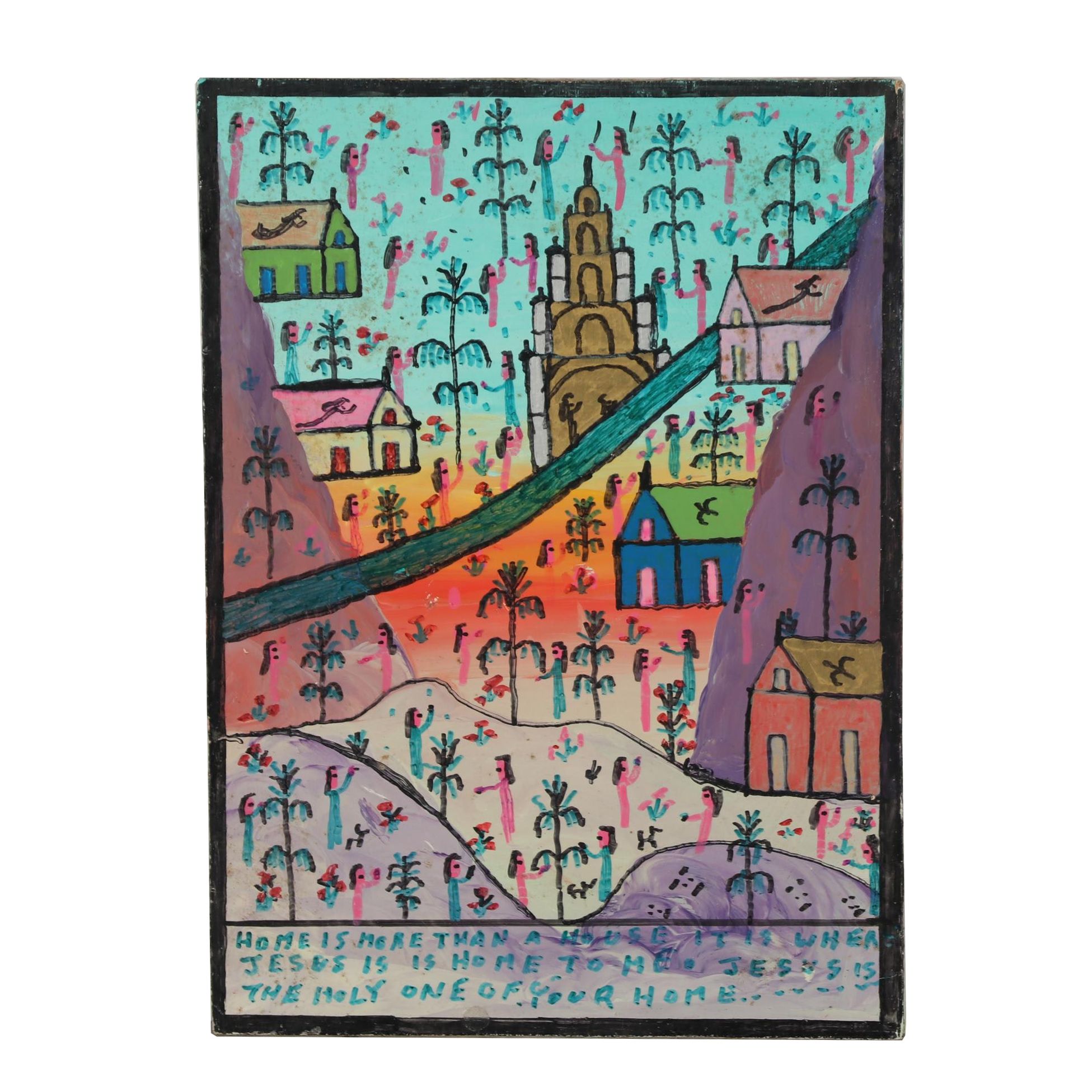 Howard Finster Oil Paint Marker and Acrylic Painting, 1996