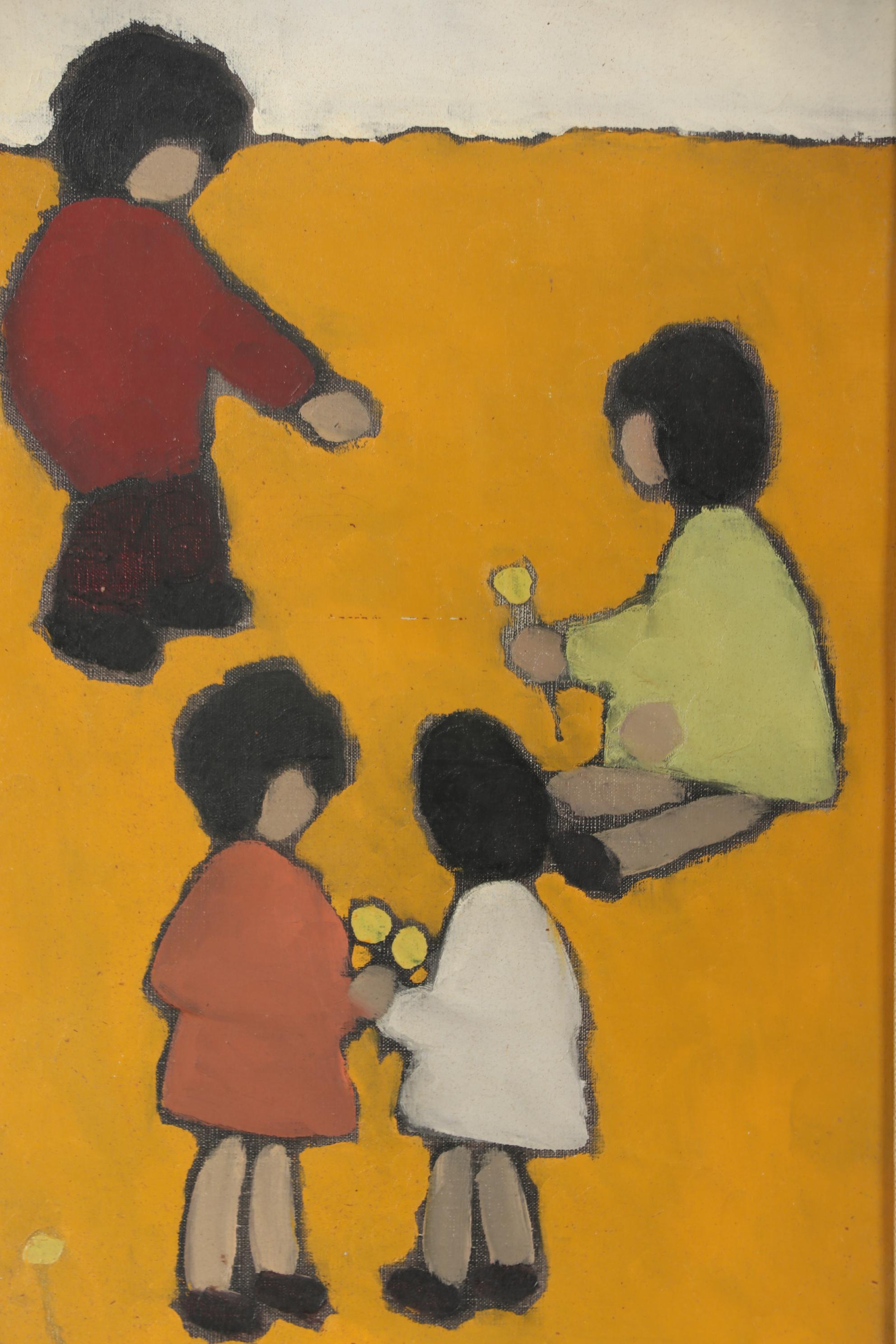 Georges Doussot Oil Painting "Petites Fleurs Jaunes", 1965