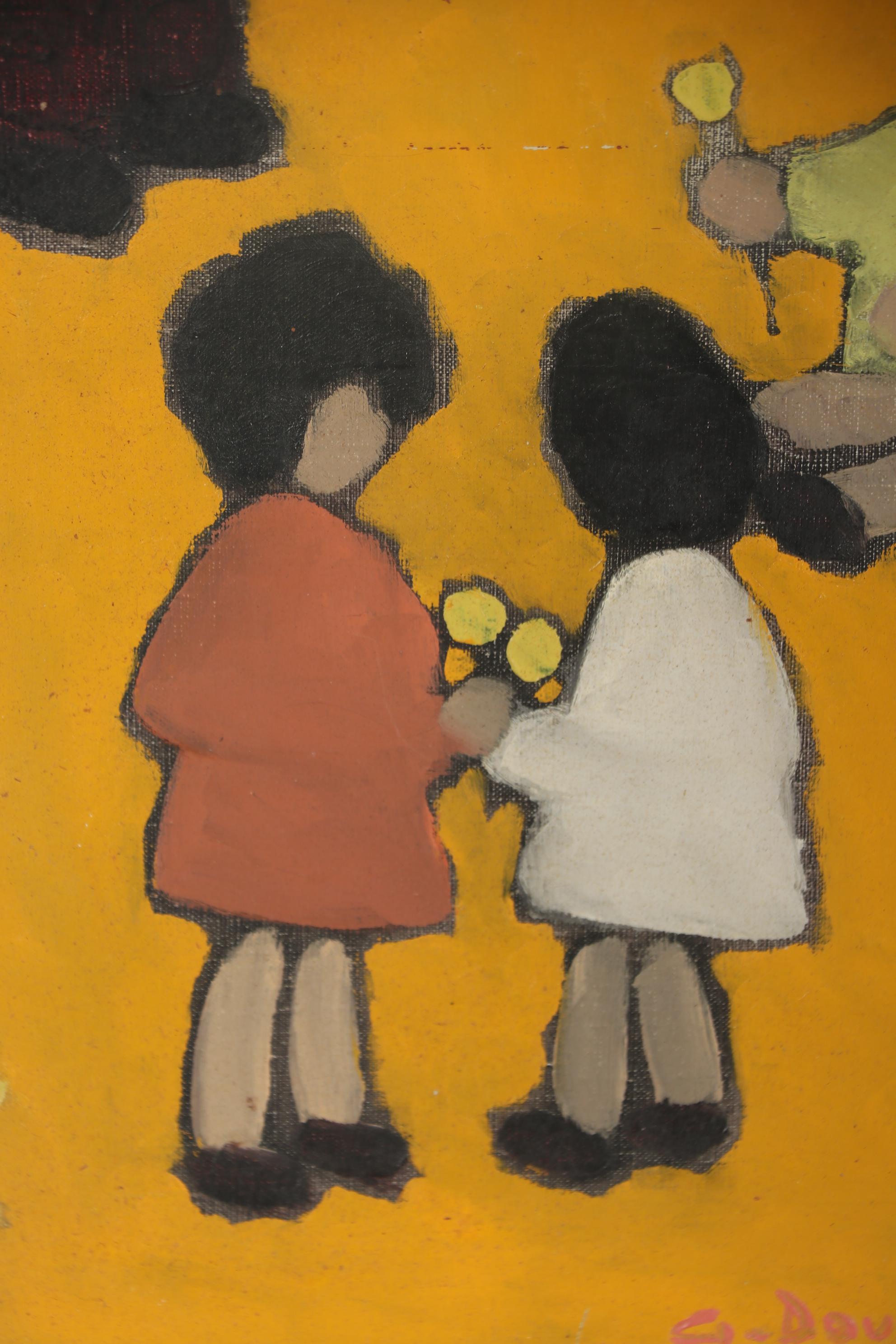 Georges Doussot Oil Painting "Petites Fleurs Jaunes", 1965