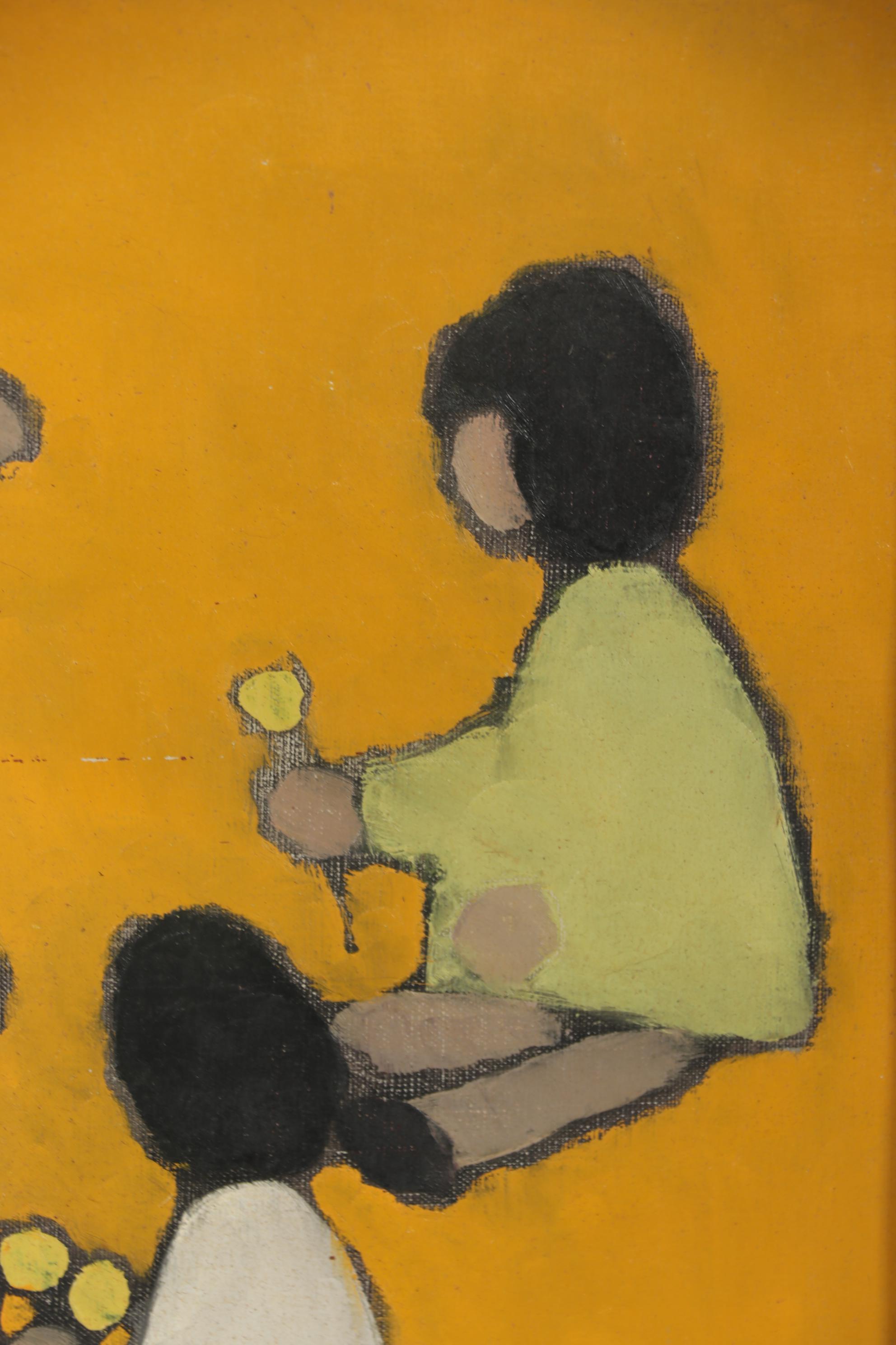 Georges Doussot Oil Painting "Petites Fleurs Jaunes", 1965