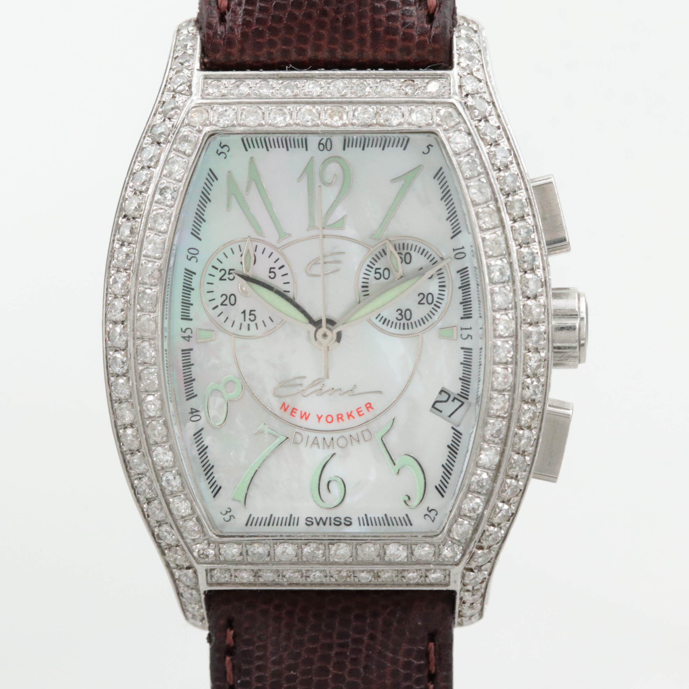Elini Stainless Steel 3.28 CTW Diamond Chronograph Watch