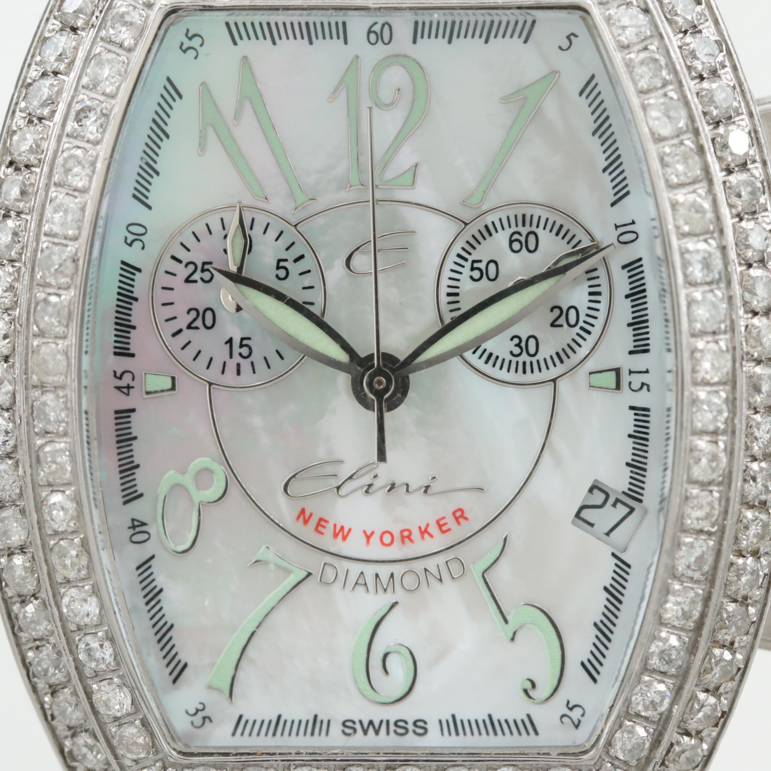 Elini Stainless Steel 3.28 CTW Diamond Chronograph Watch