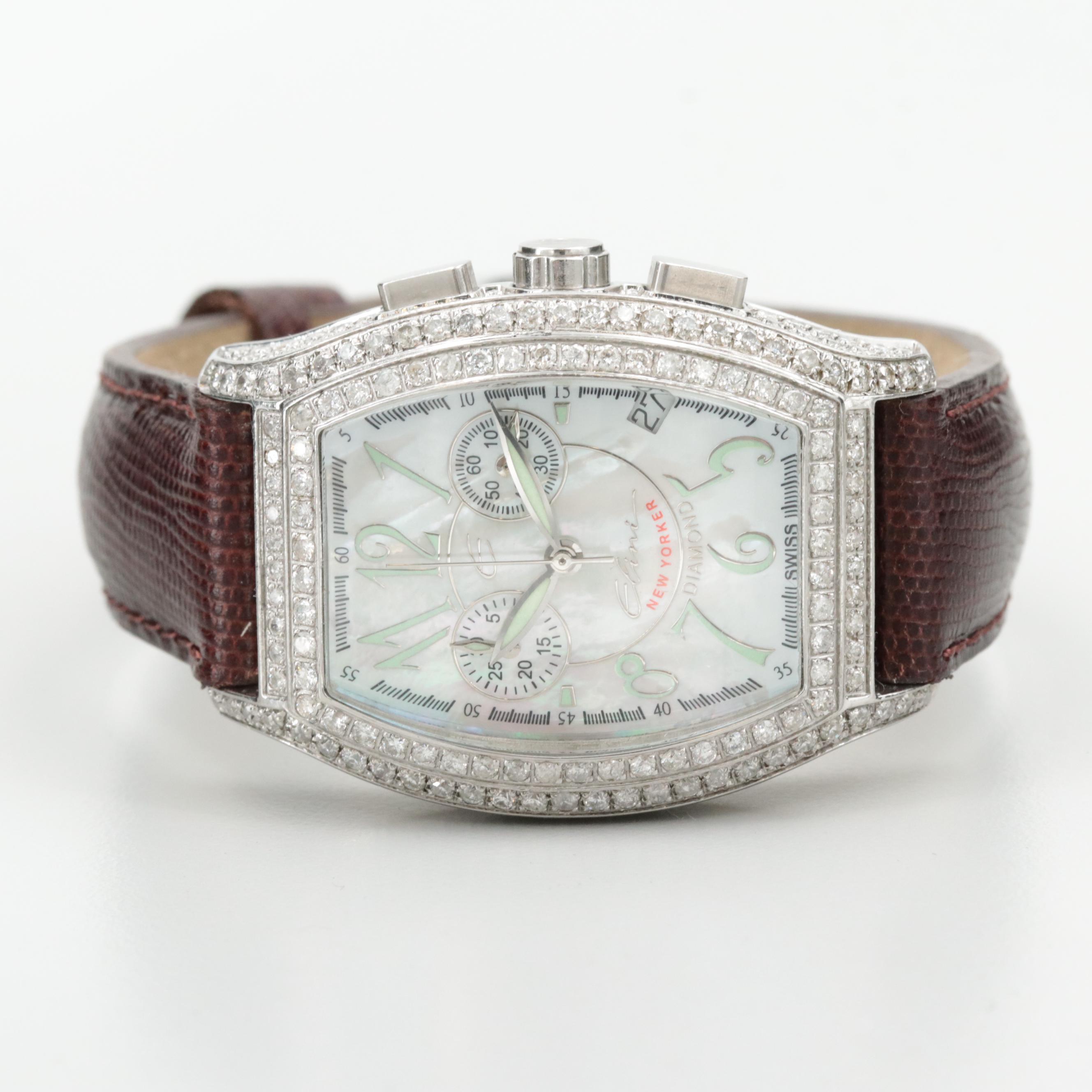 Elini Stainless Steel 3.28 CTW Diamond Chronograph Watch