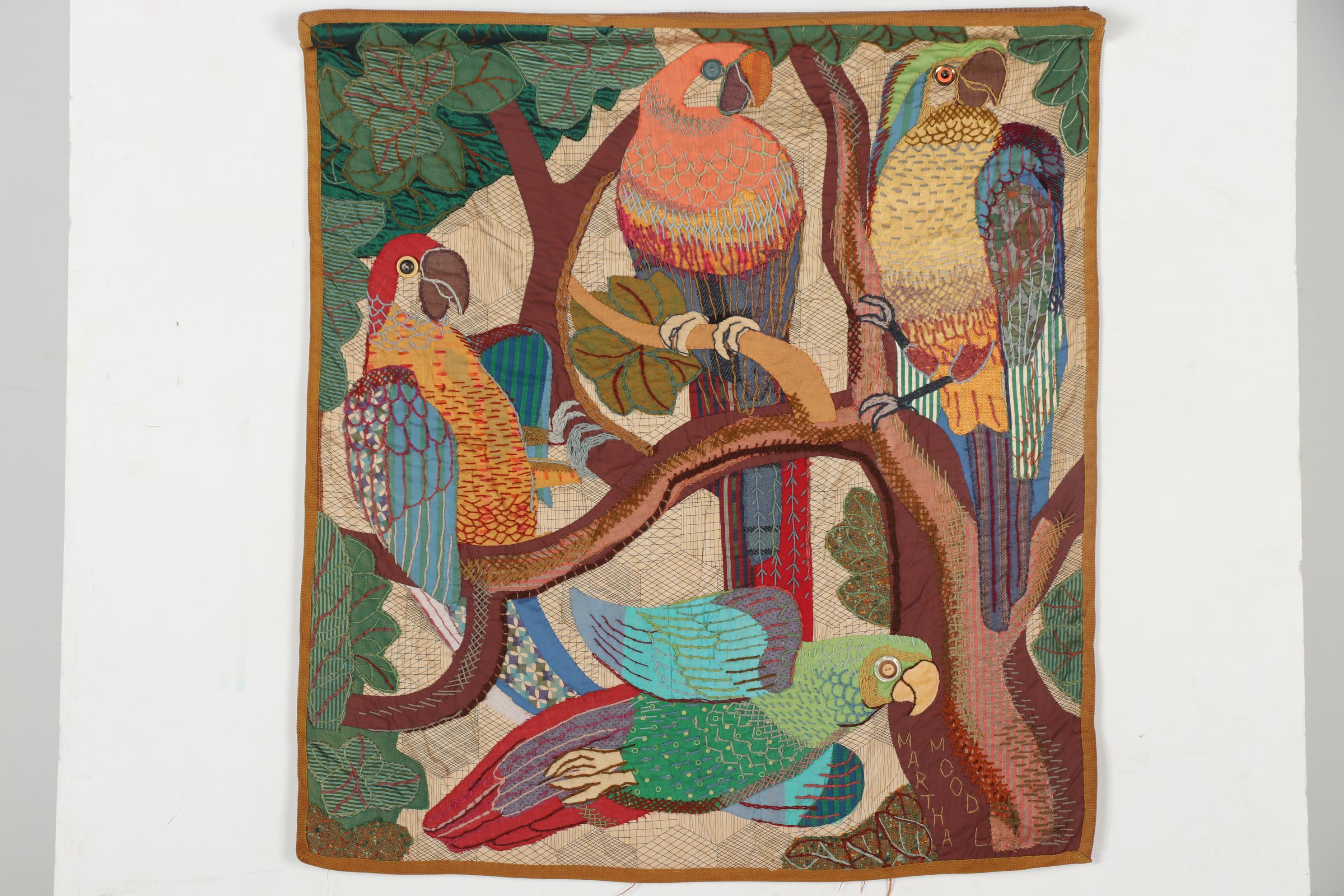 Martha Mood Appliqué Stitchery "Parrots" with Illustrated Art Books