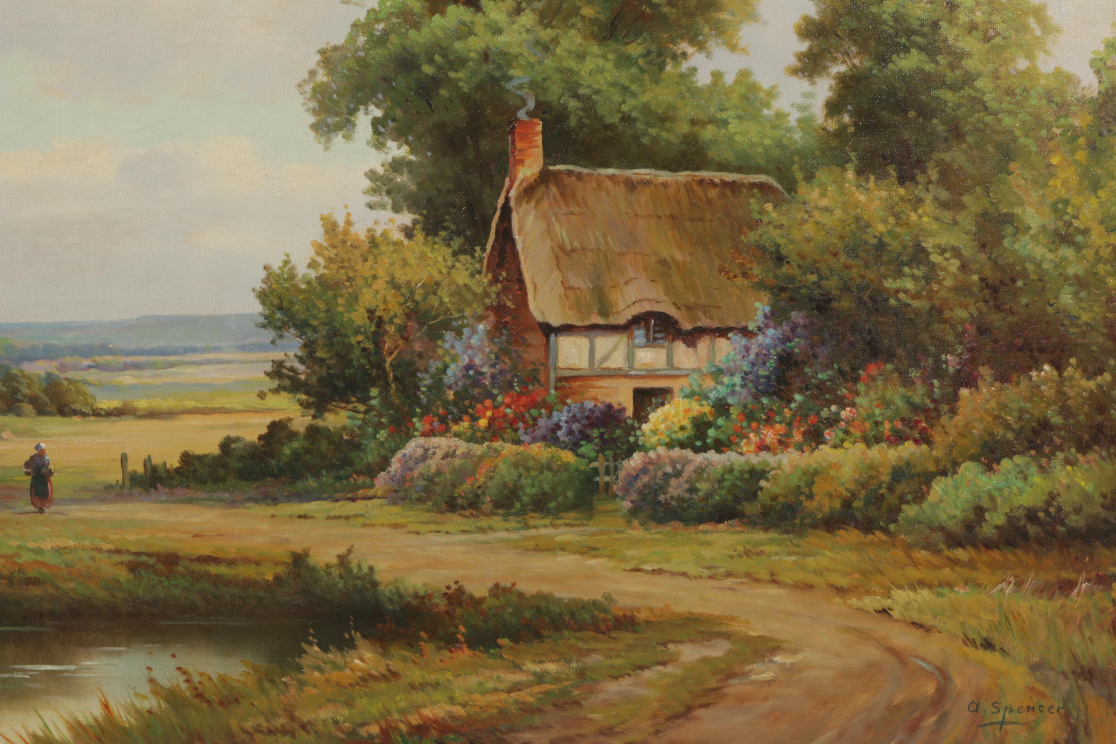 Augustus Spencer Oil Painting "An Essex Cottage"