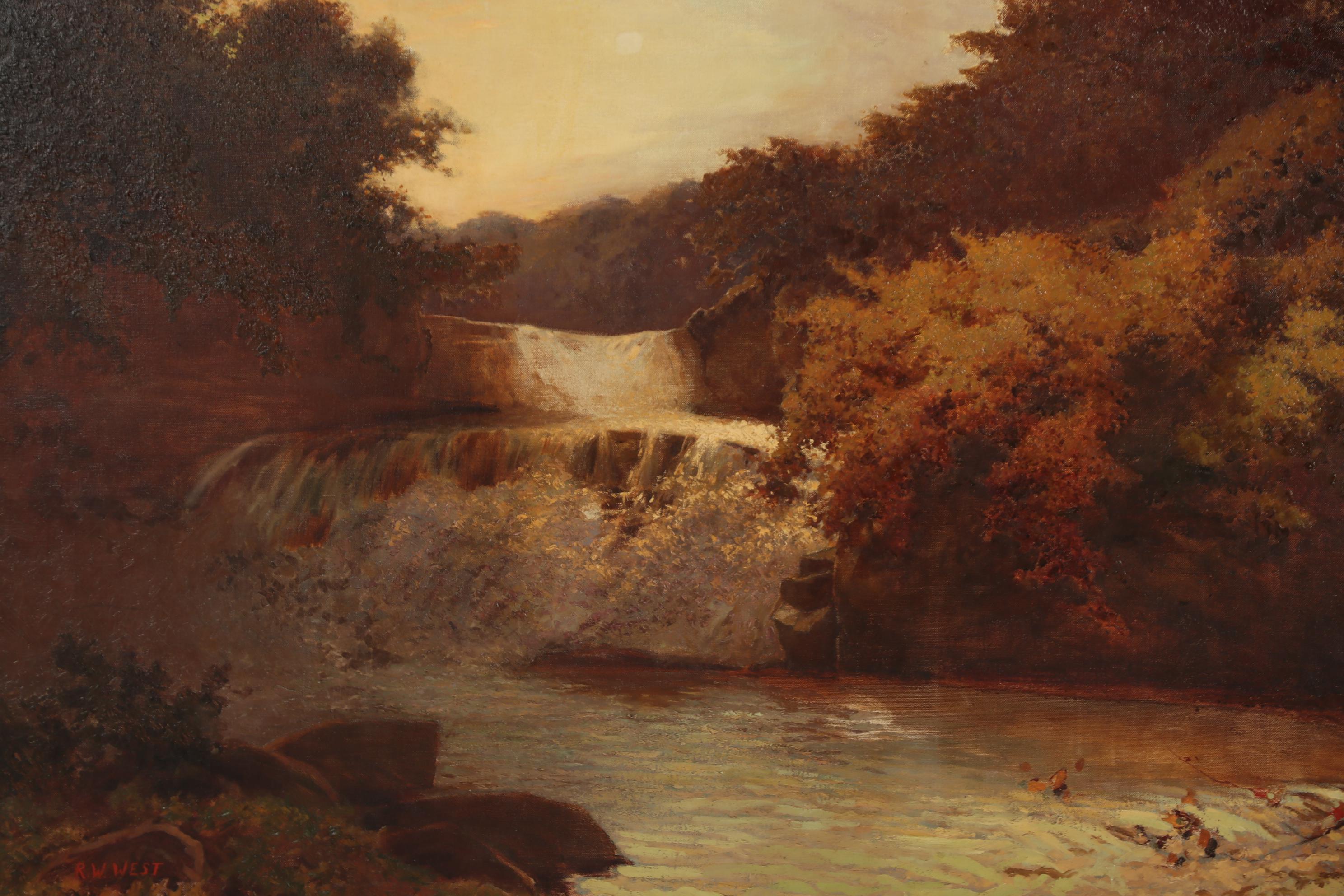 Richard Whately West Monumental Oil Painting "Falls of Clyde"