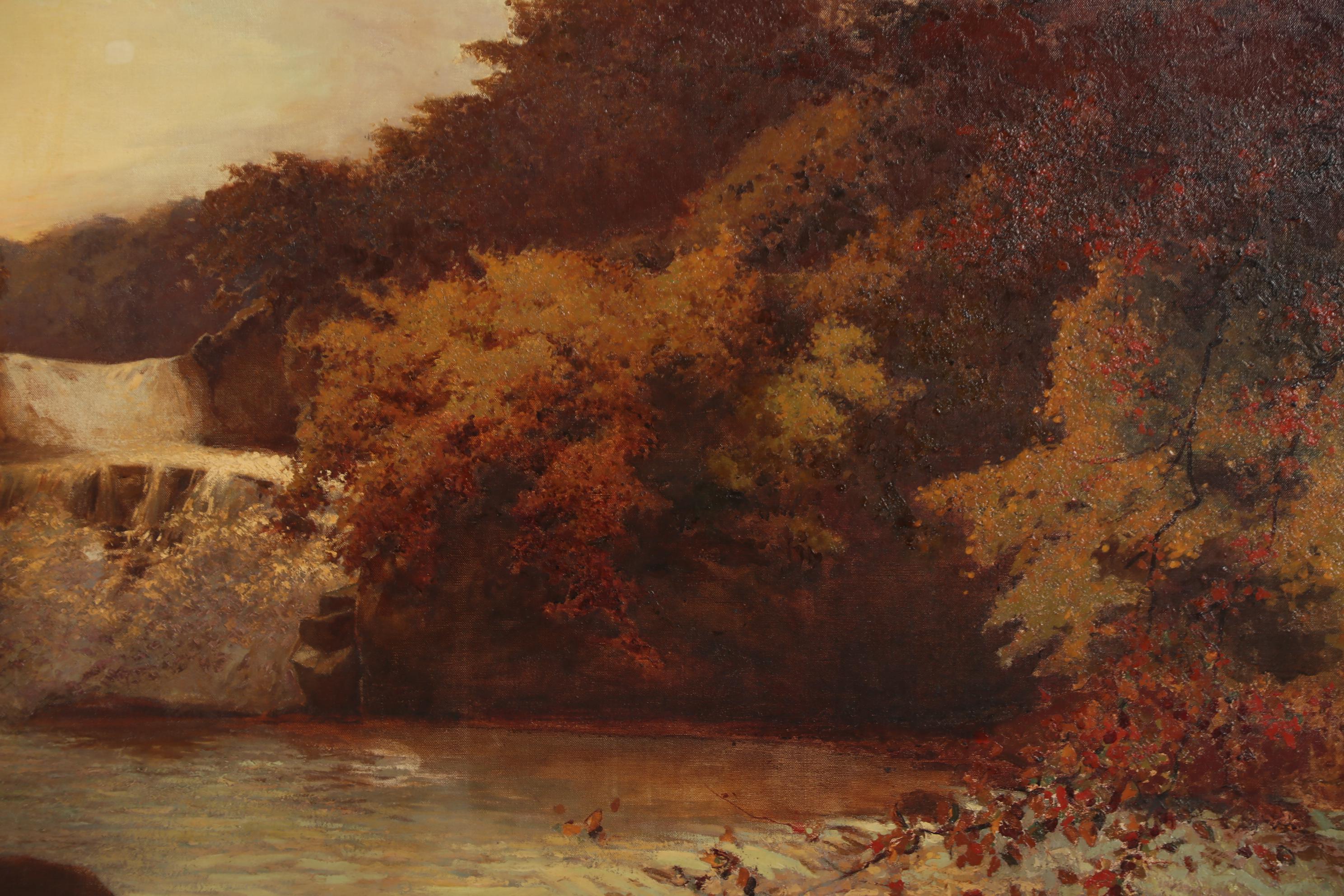 Richard Whately West Monumental Oil Painting "Falls of Clyde"