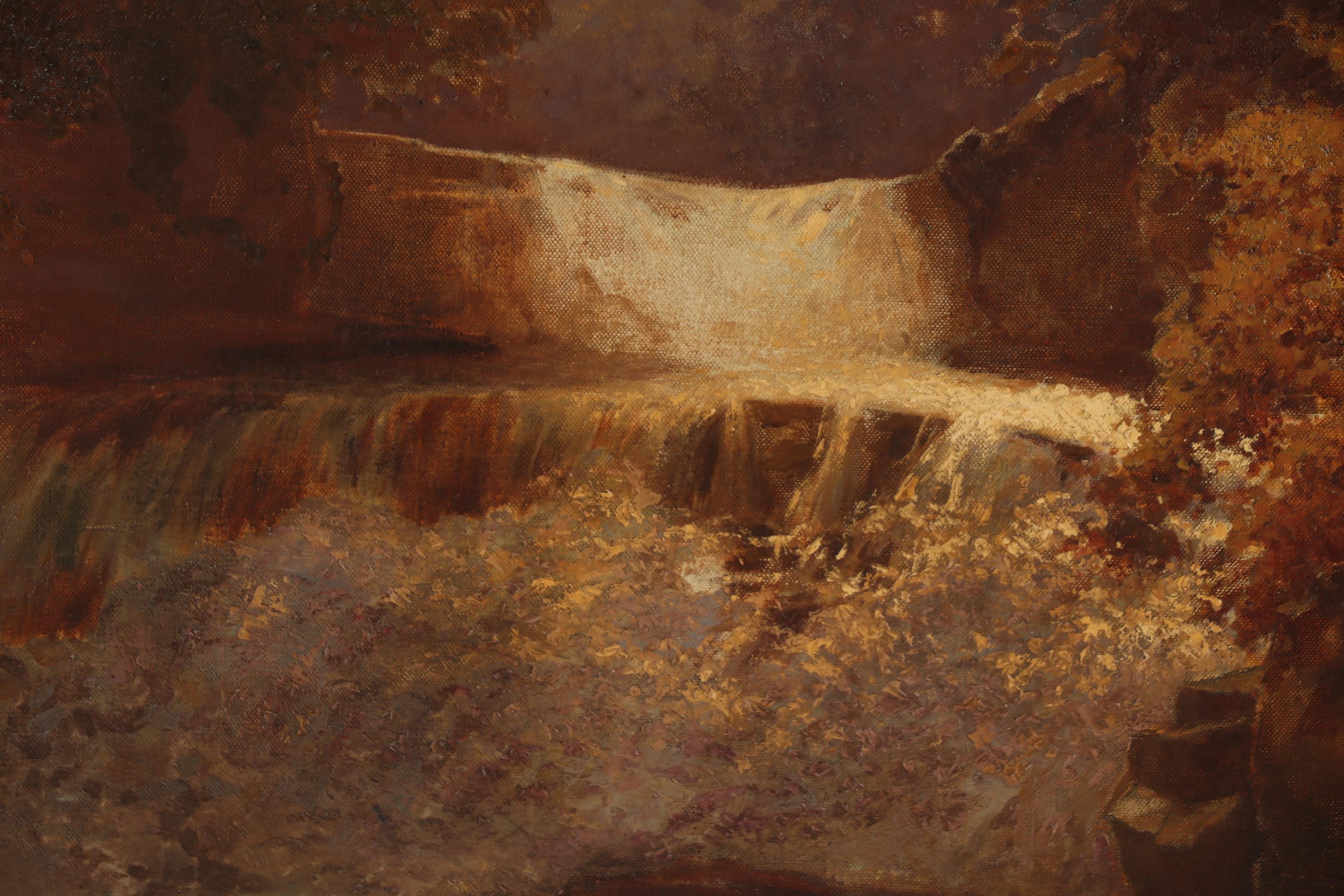 Richard Whately West Monumental Oil Painting "Falls of Clyde"