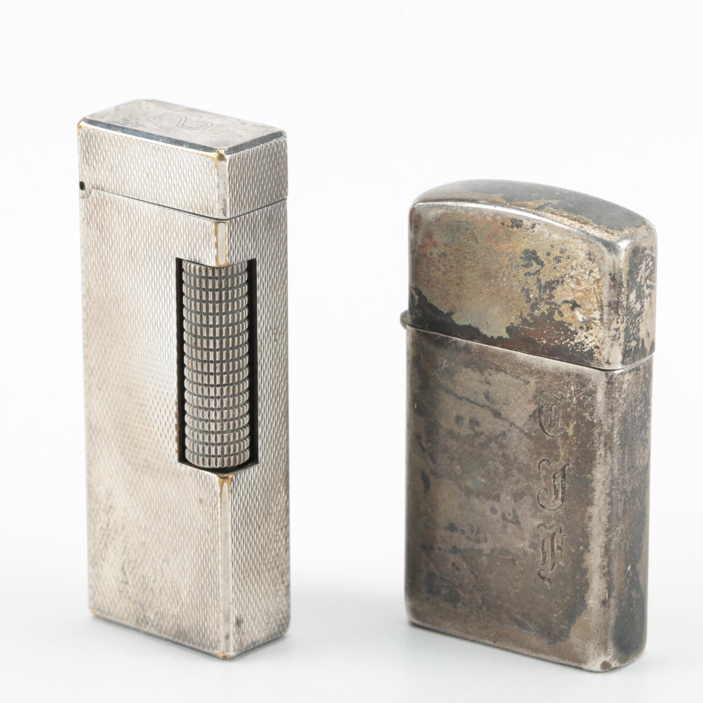 Dunhill "Rollagas" and Sterling Silver Zippo Lighters, Vintage