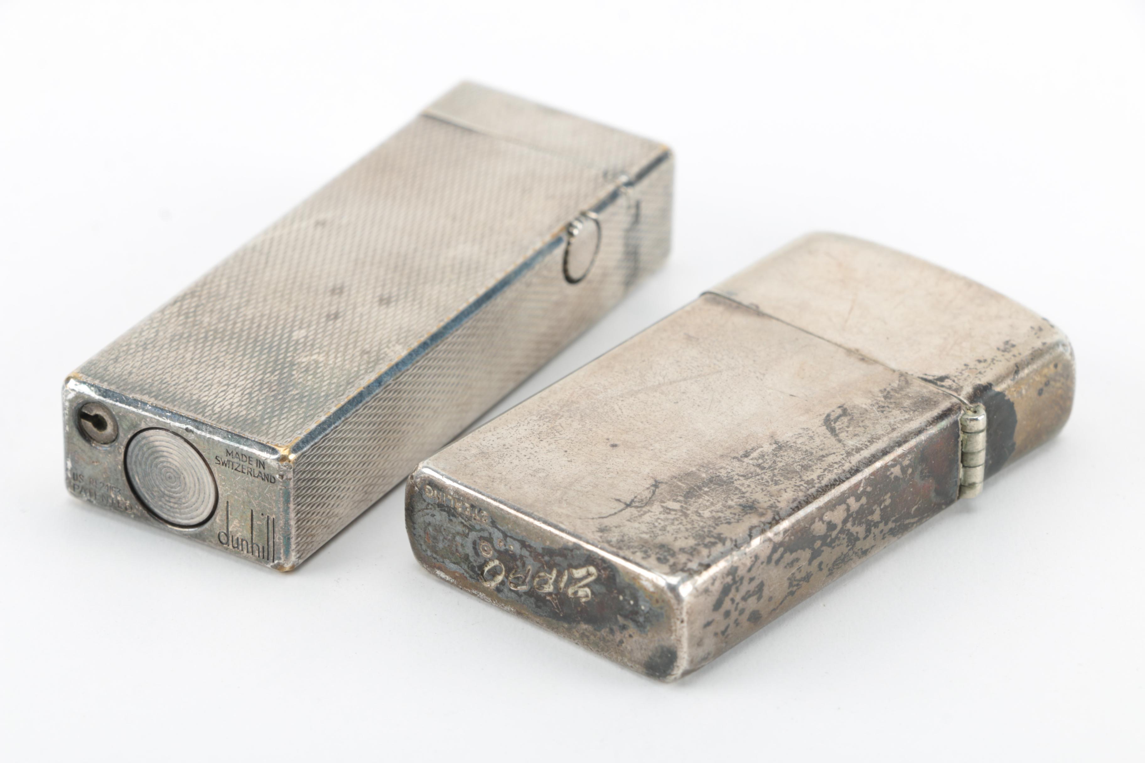 Dunhill "Rollagas" and Sterling Silver Zippo Lighters, Vintage