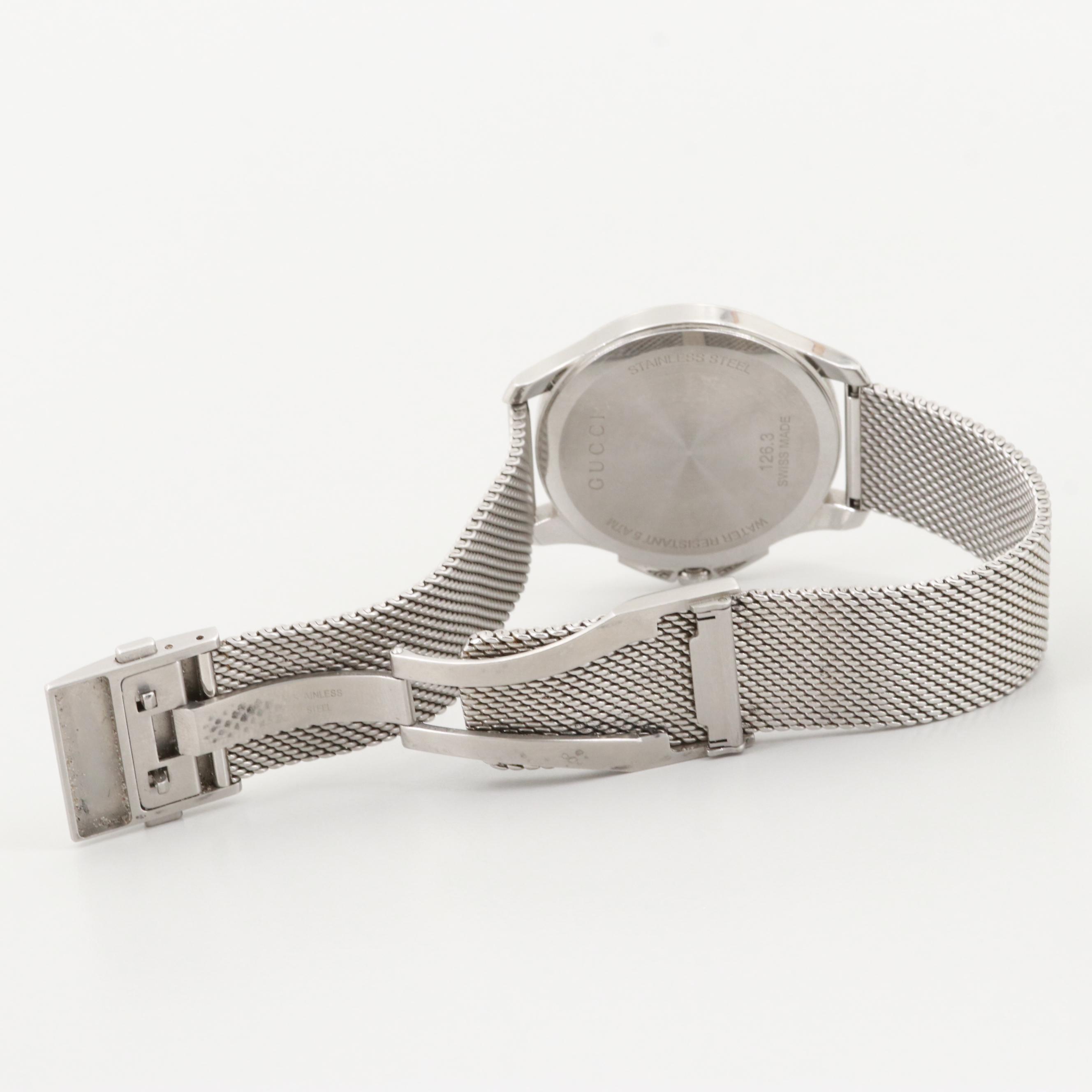 Gucci G - Timeless Diamond Dial Stainless Steel Quartz Watch