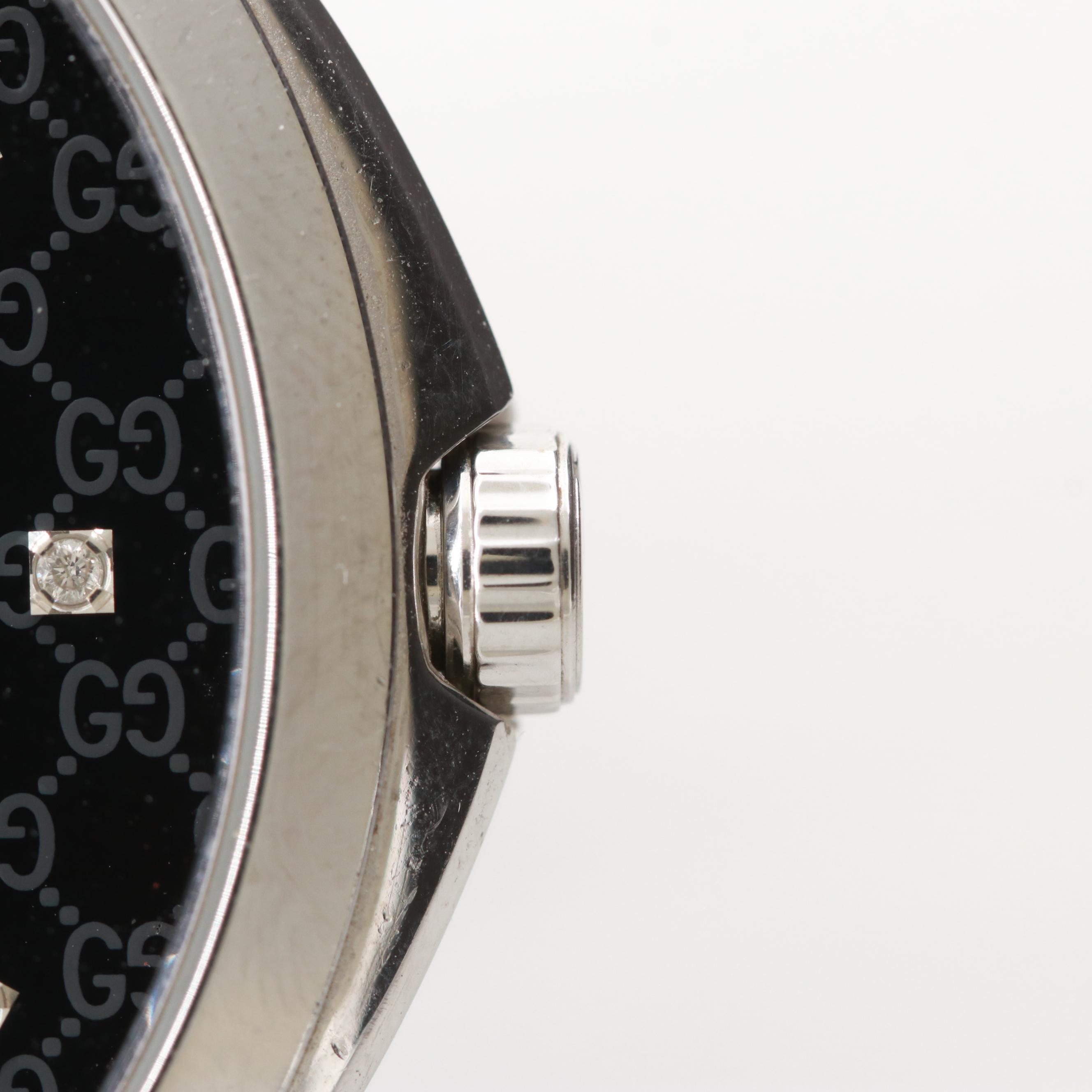 Gucci G - Timeless Diamond Dial Stainless Steel Quartz Watch