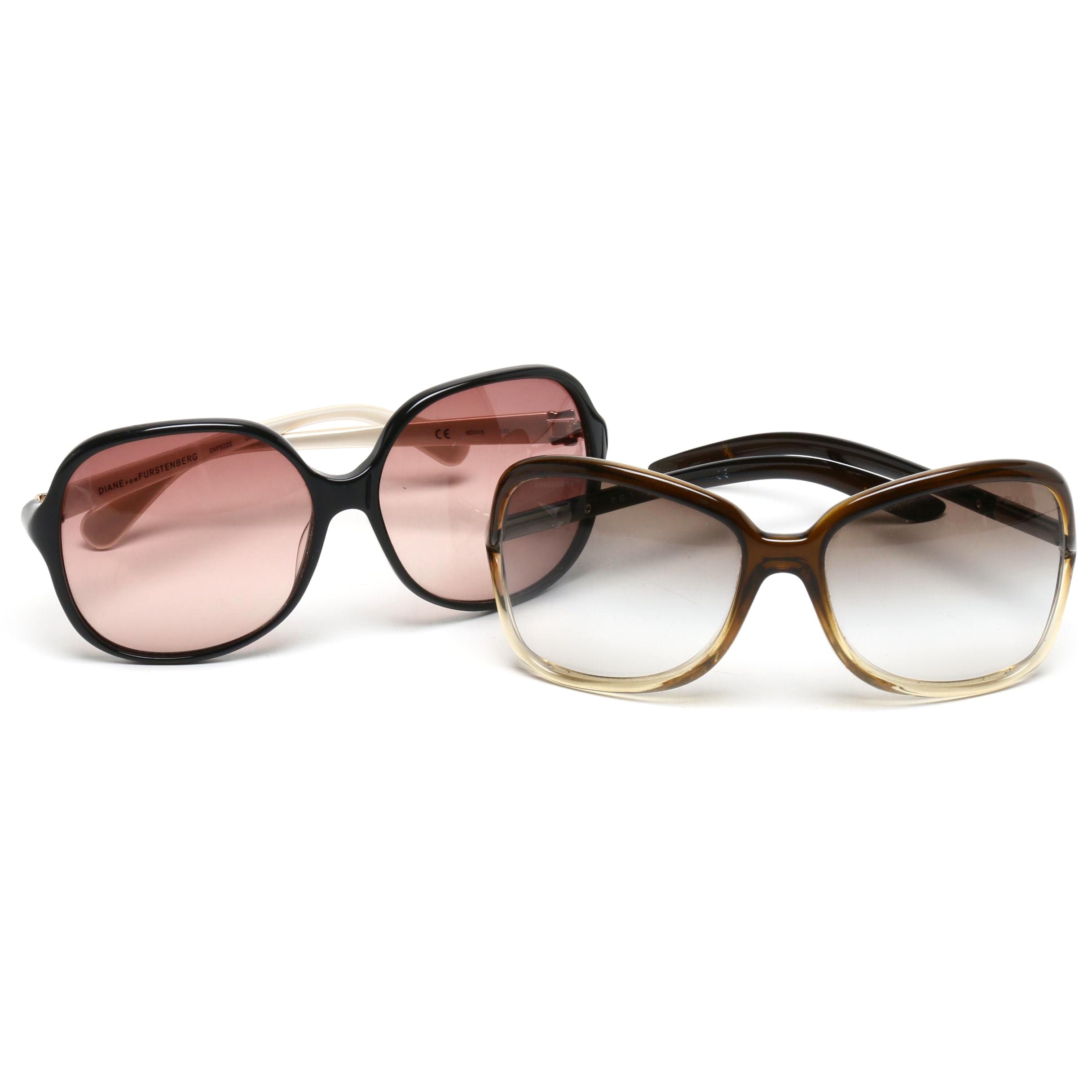 Prada and Diane von Furstenburg Butterfly Style Sunglasses with Prada Case