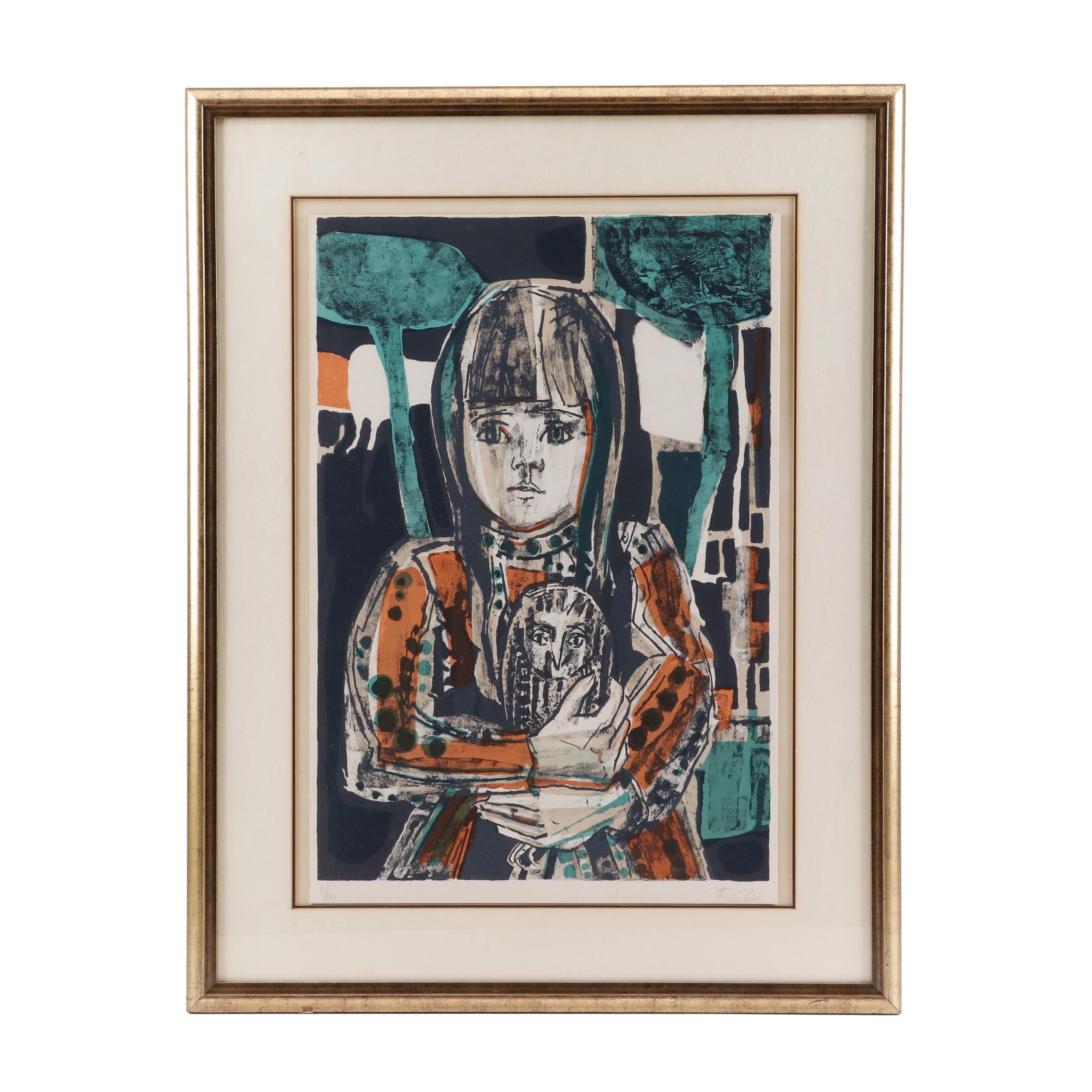 Françoise Gilot Lithograph "Little Girl with Owl"