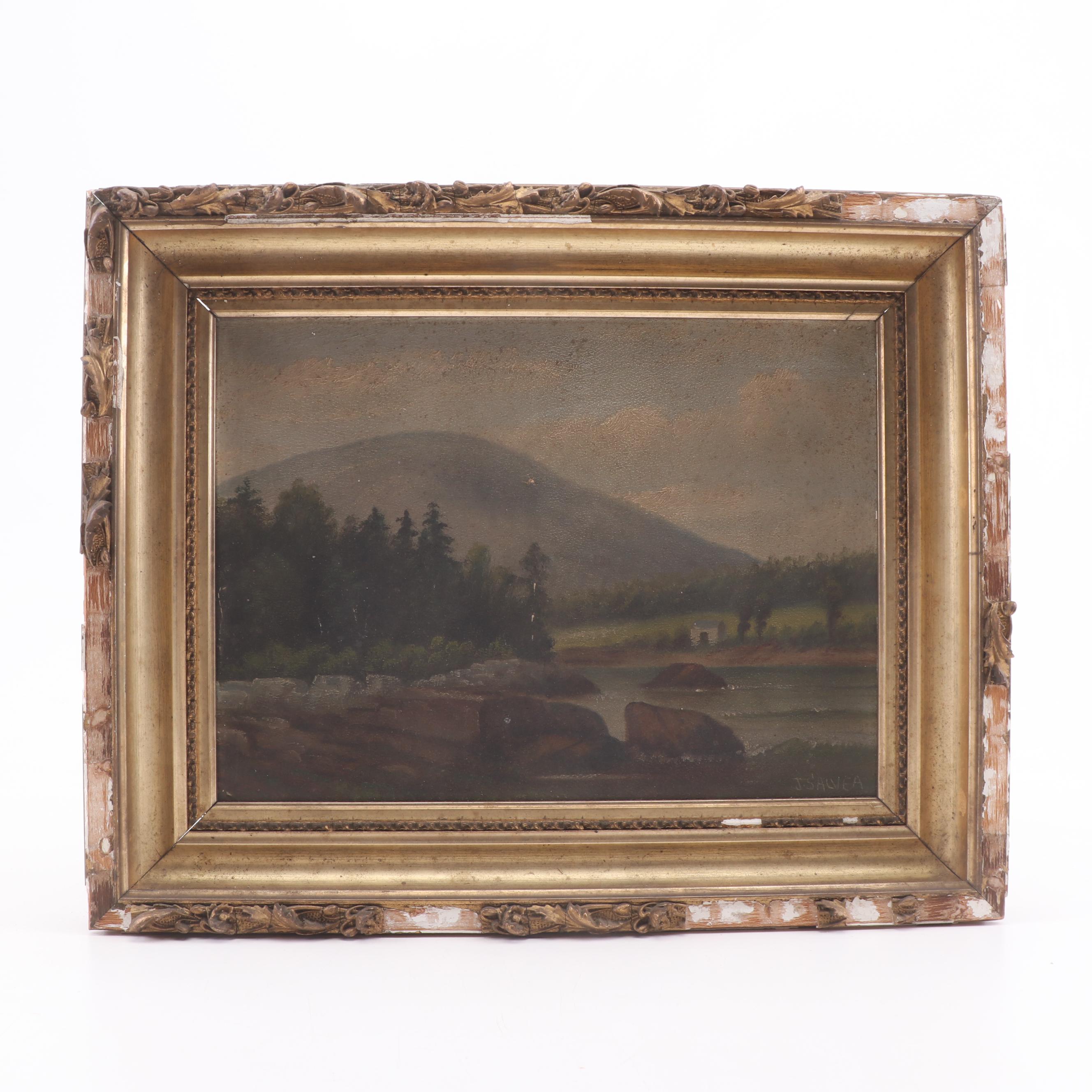 J. Salvea Coastal Landscape Oil Painting