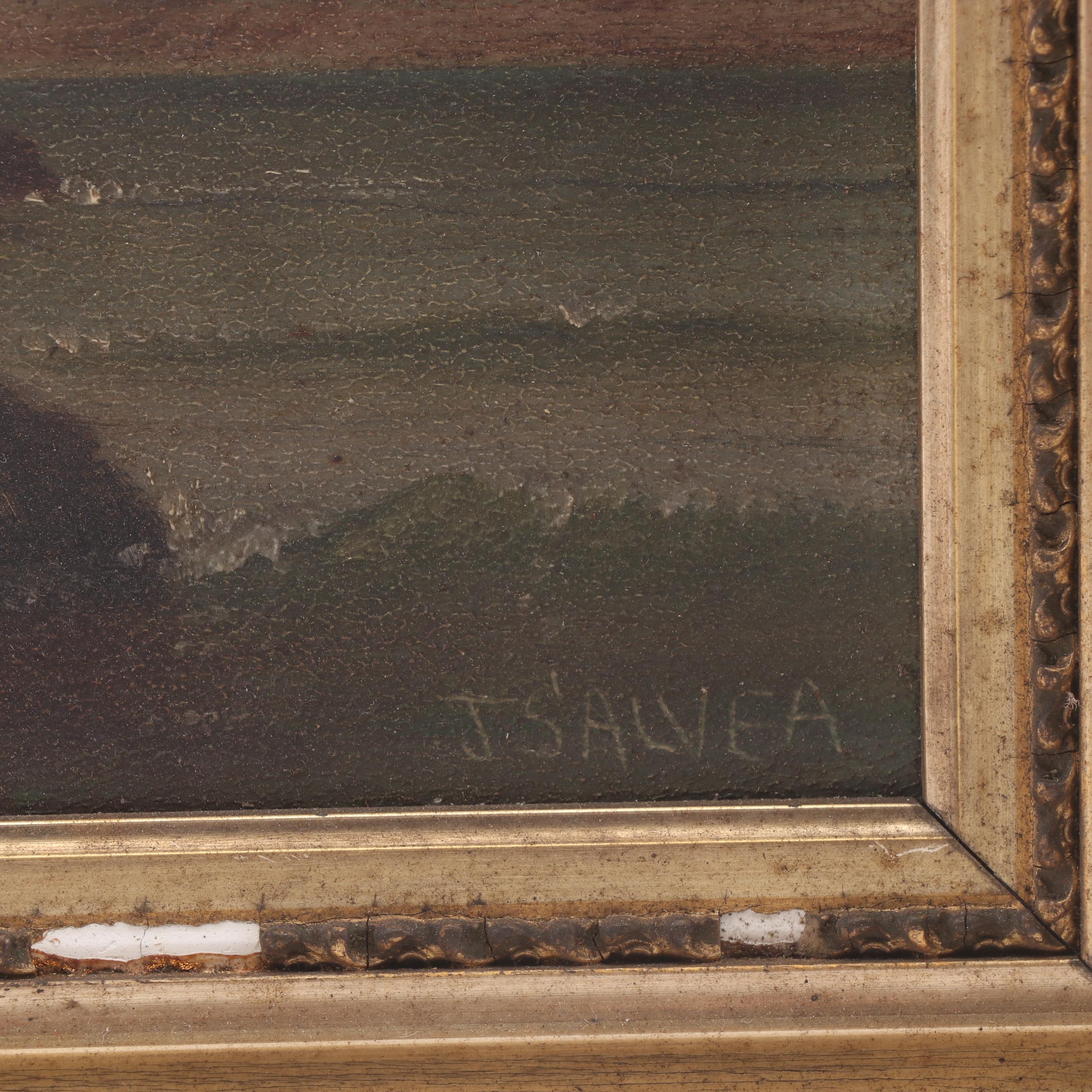 J. Salvea Coastal Landscape Oil Painting