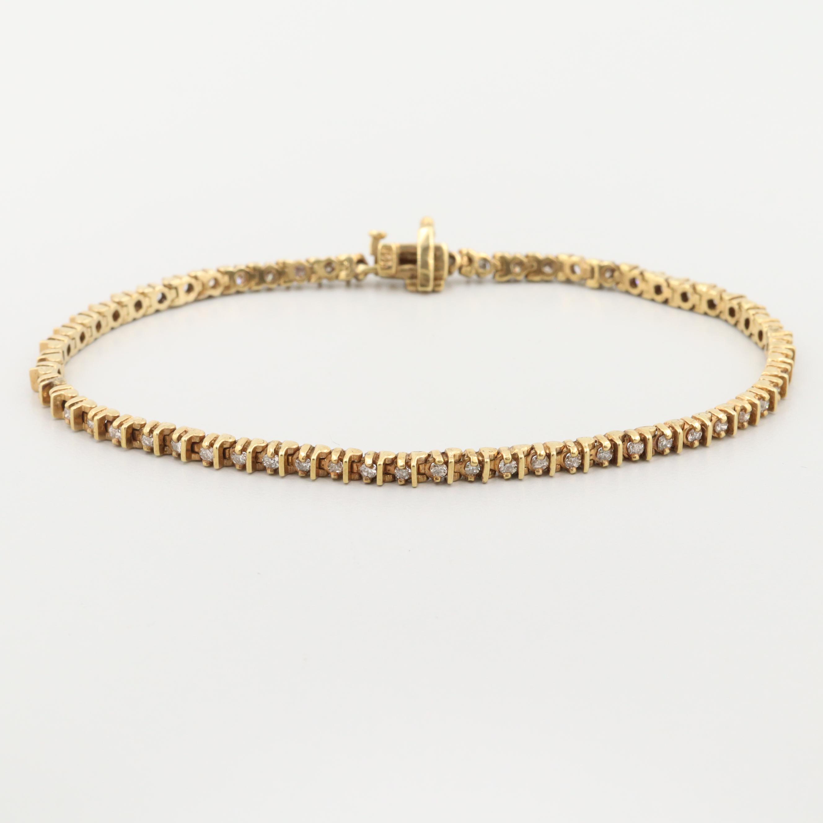 14K Yellow Gold 1.00 CTW Diamond Bracelet