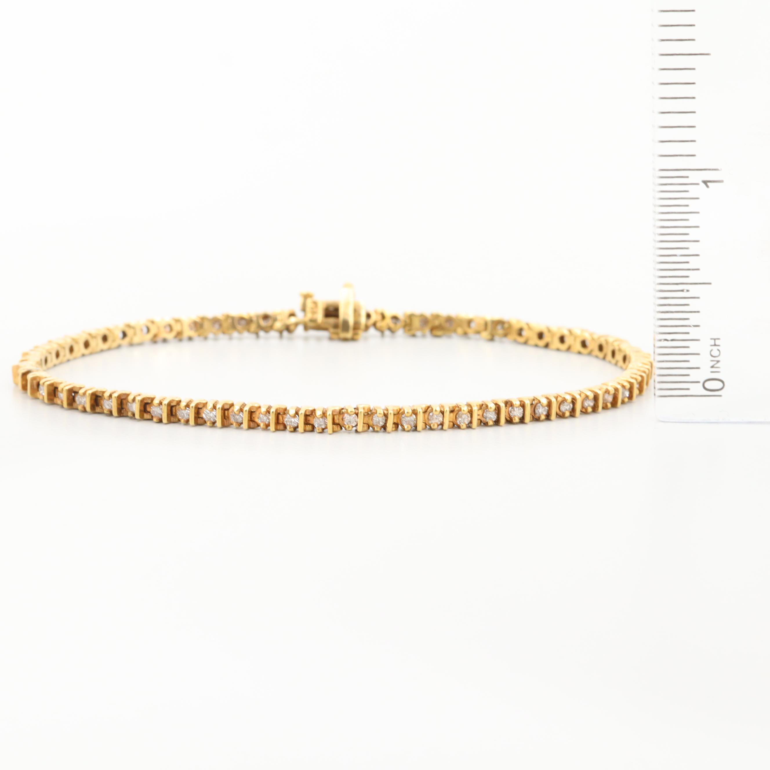 14K Yellow Gold 1.00 CTW Diamond Bracelet