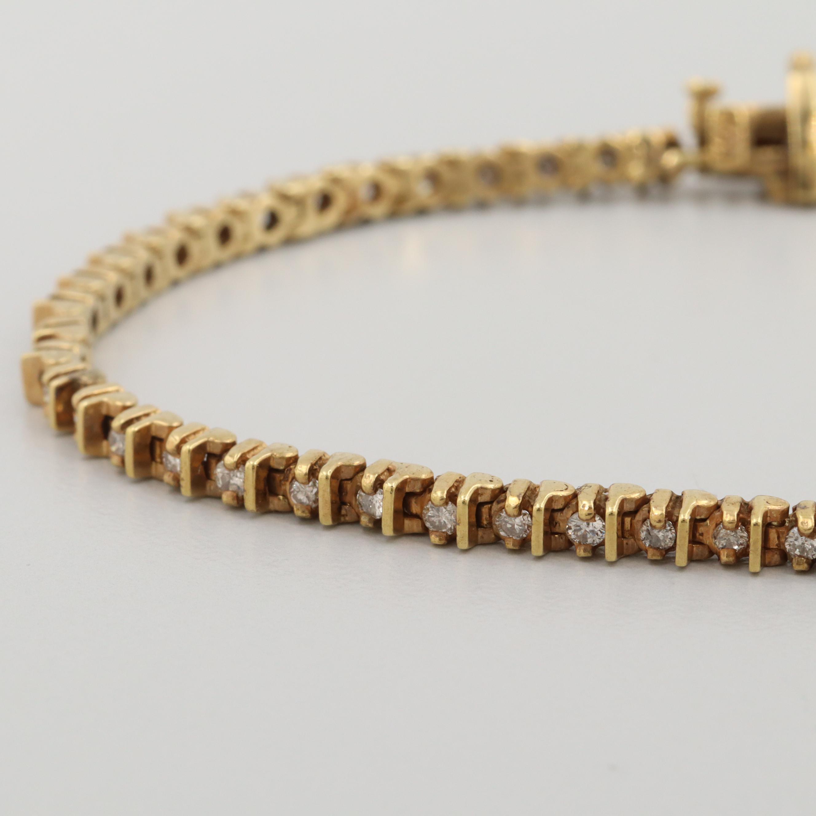 14K Yellow Gold 1.00 CTW Diamond Bracelet