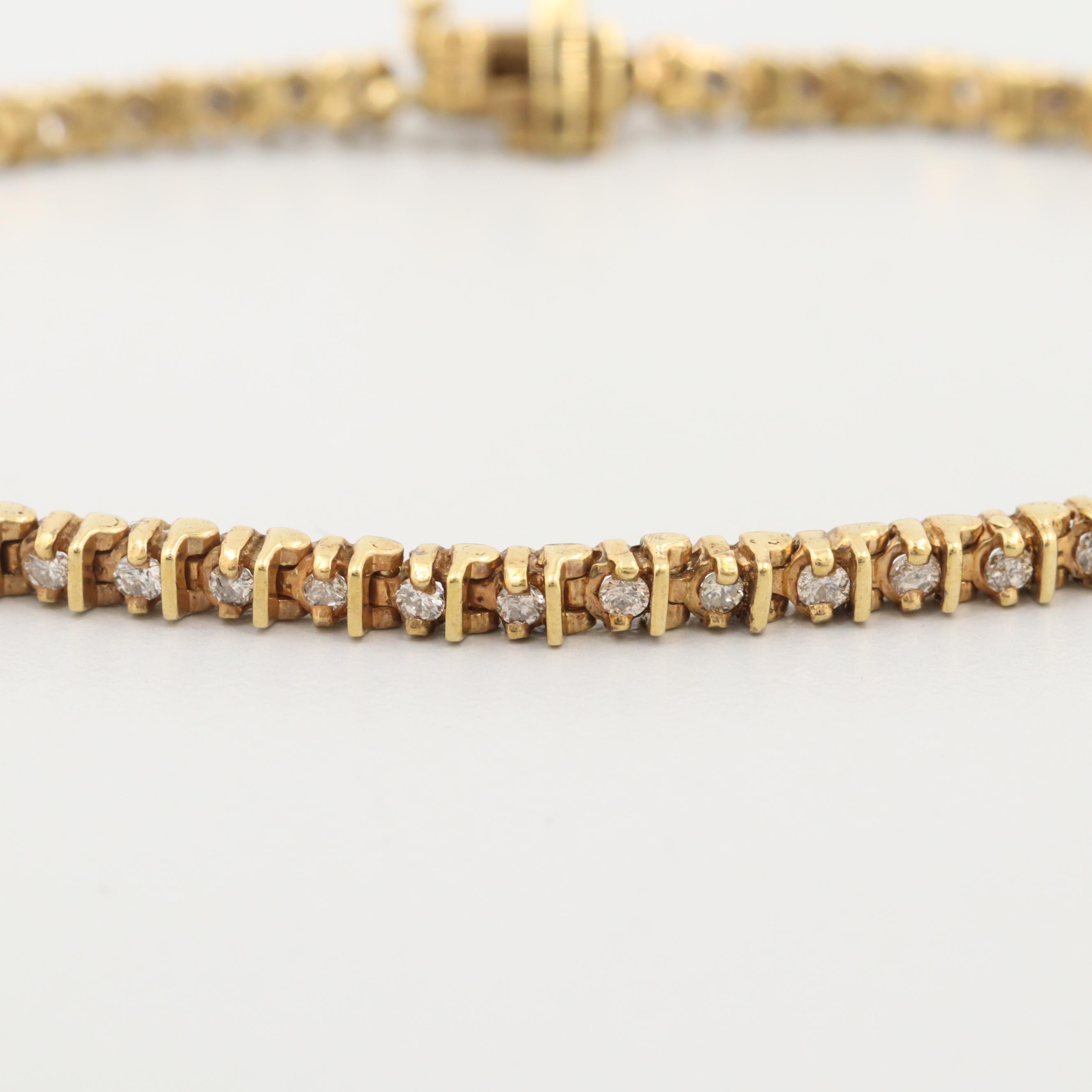 14K Yellow Gold 1.00 CTW Diamond Bracelet