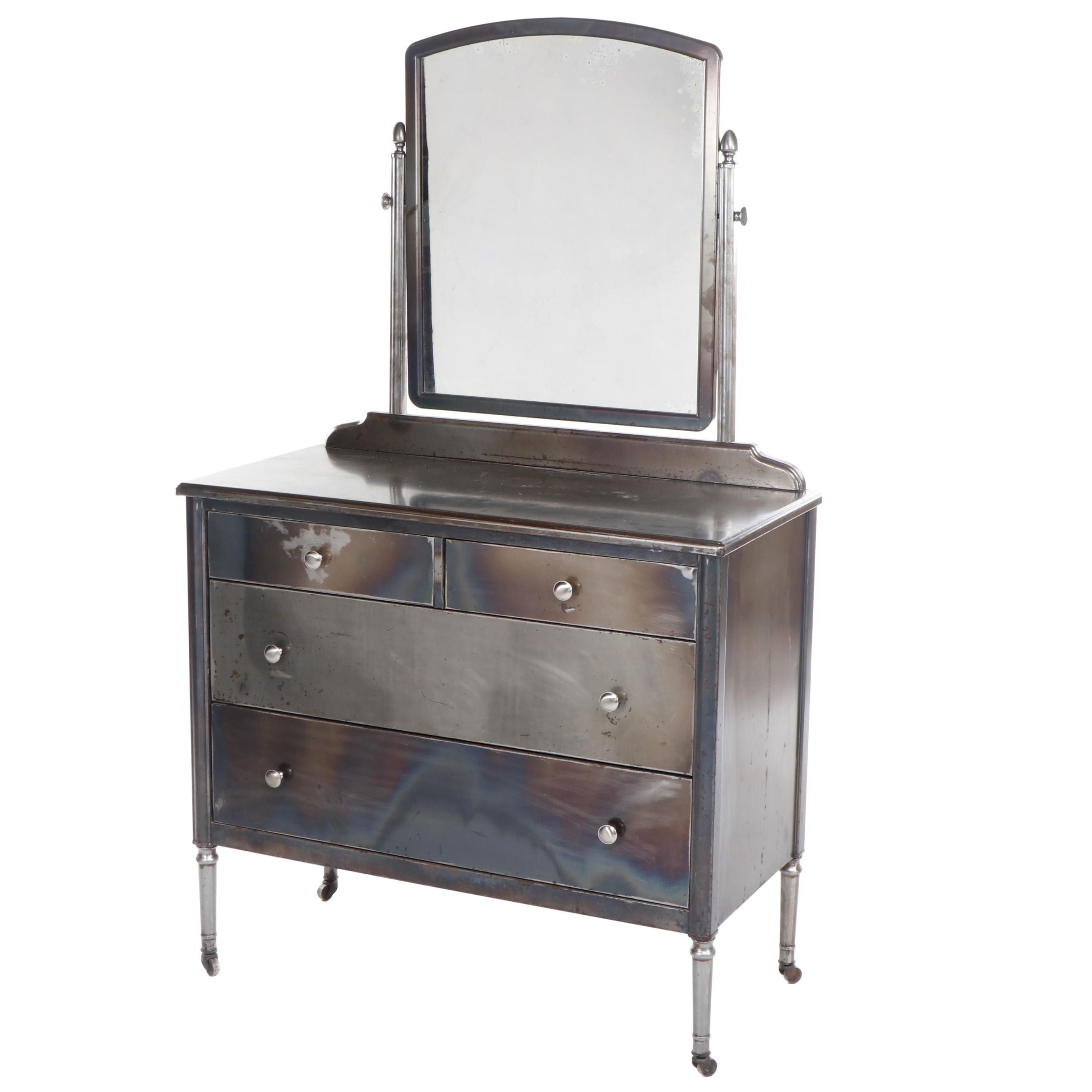 Simmons Furniture Company "Sheraton" Brushed Steel Vanity, Circa 1930