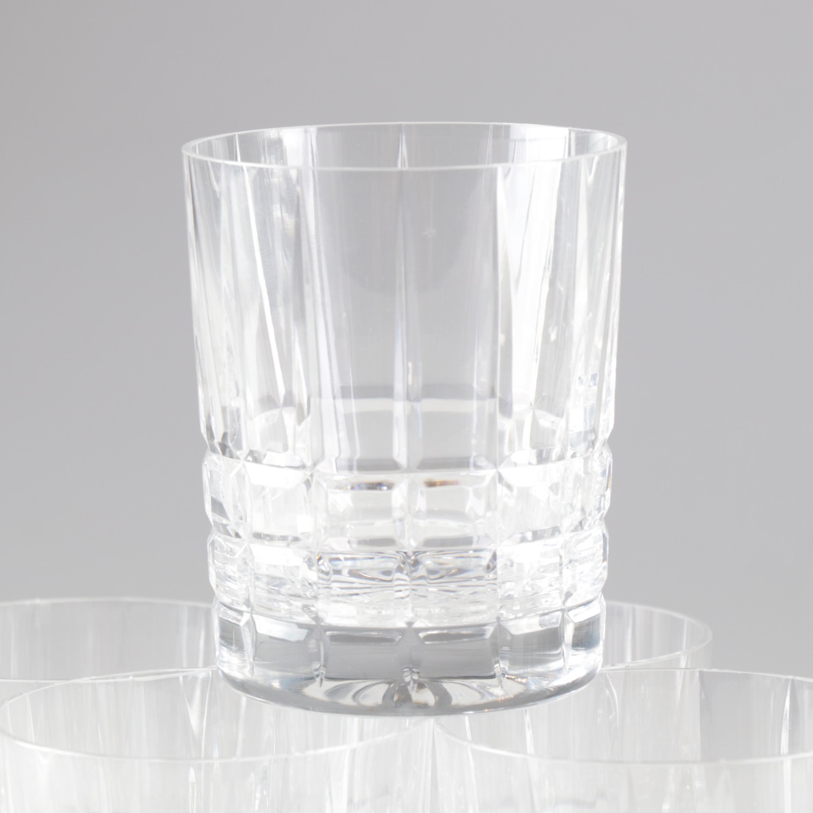 Tiffany & Co. Crystal Hand-Cut "Plaid" Double Old Fashioned Rocks Glasses