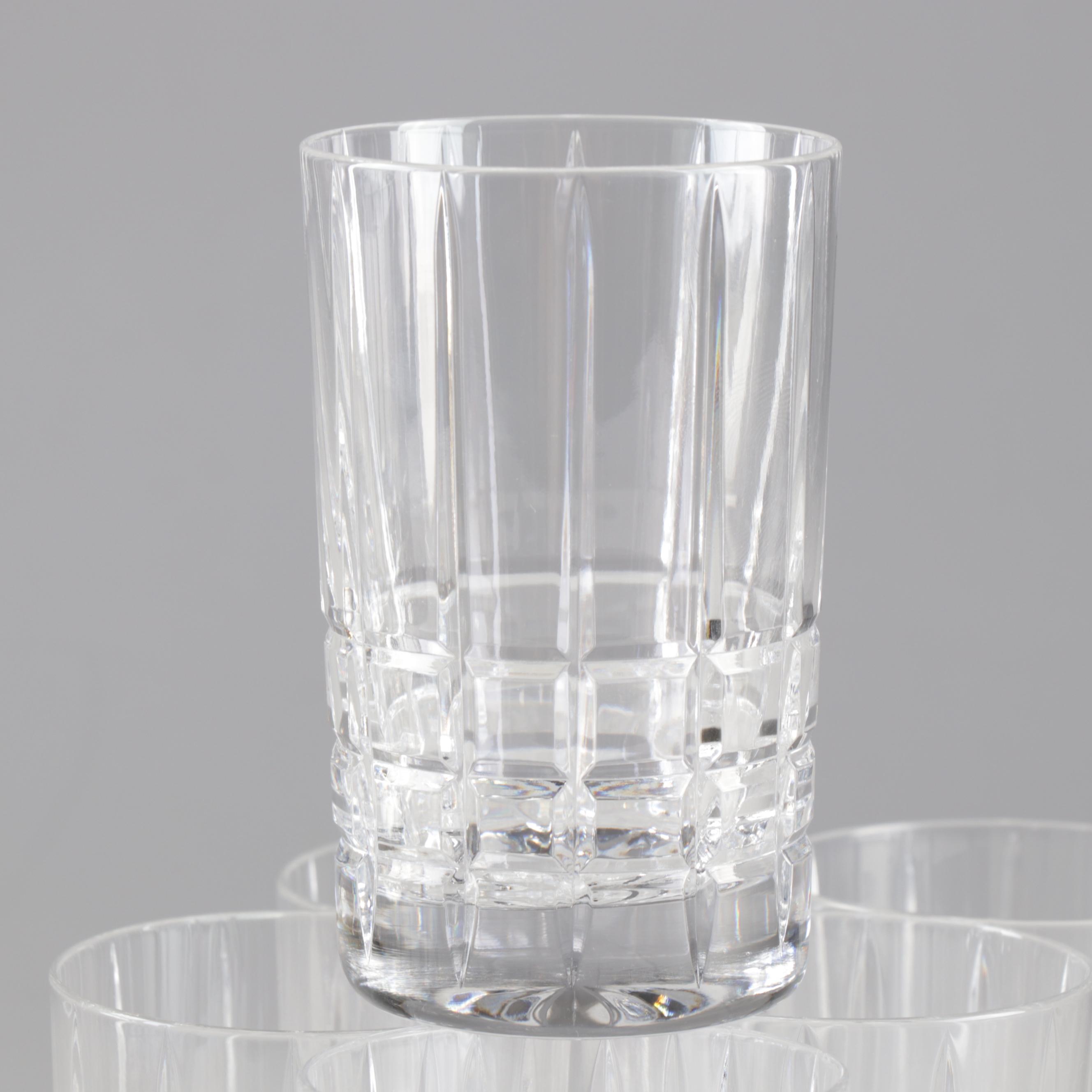 Tiffany & Co. Crystal Hand-Cut "Plaid" Double Old Fashioned Rocks Glasses