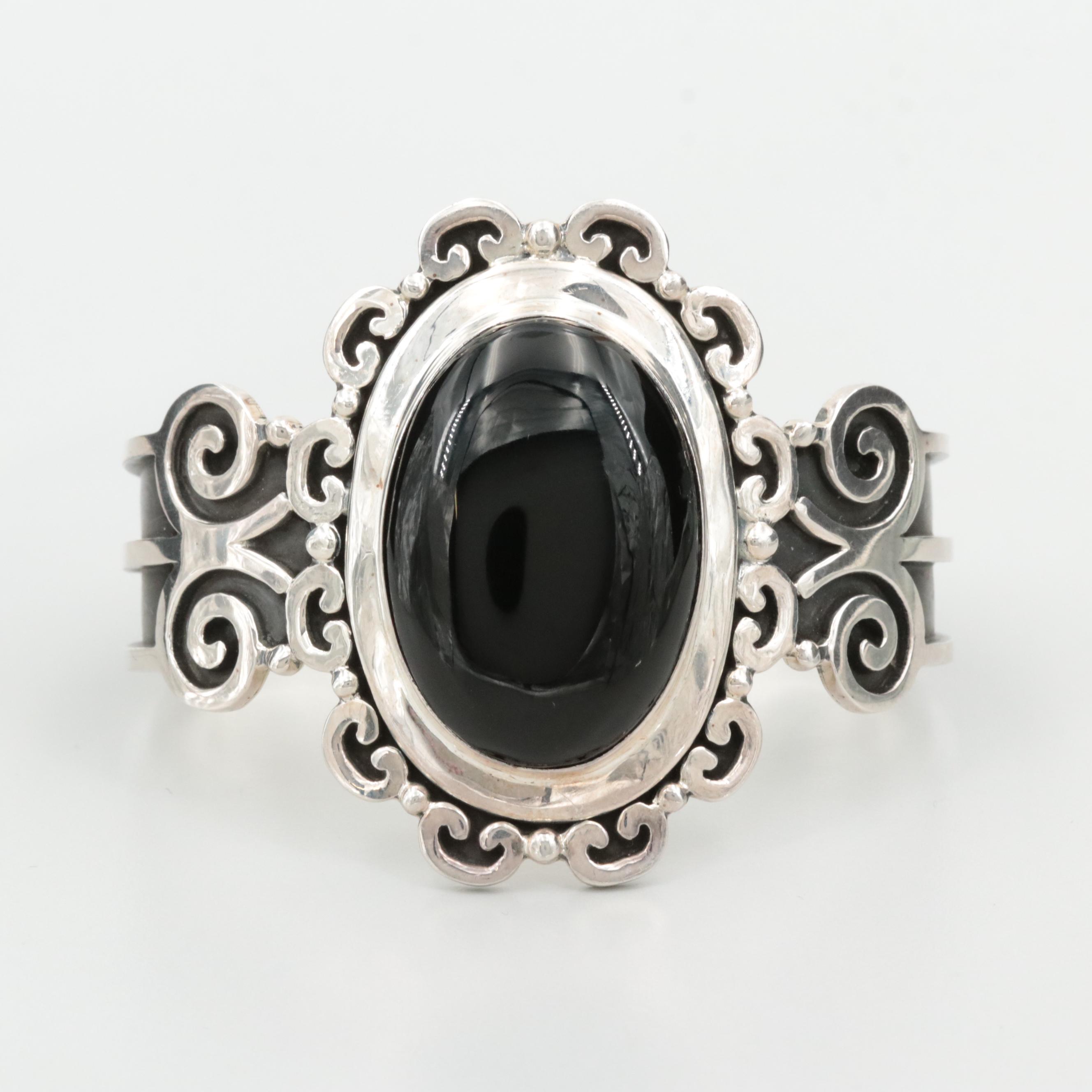 Sterling Silver Glass Cuff Bracelet