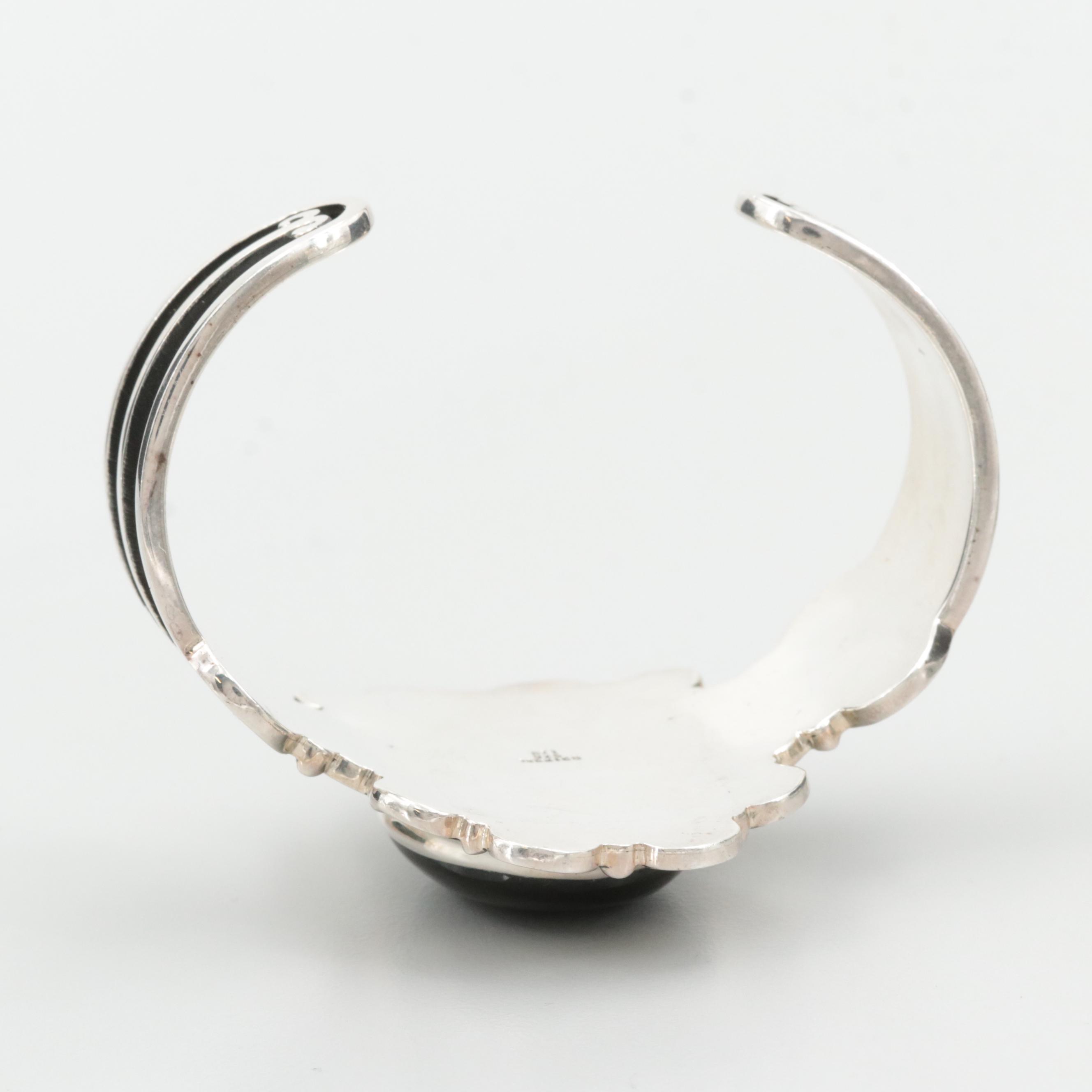 Sterling Silver Glass Cuff Bracelet