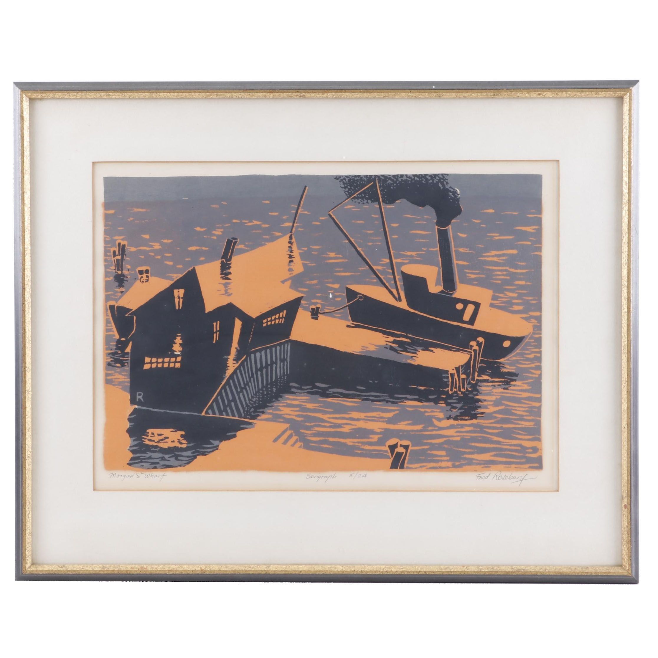 Fred Rosebury Serigraph "Morgan's Wharf"