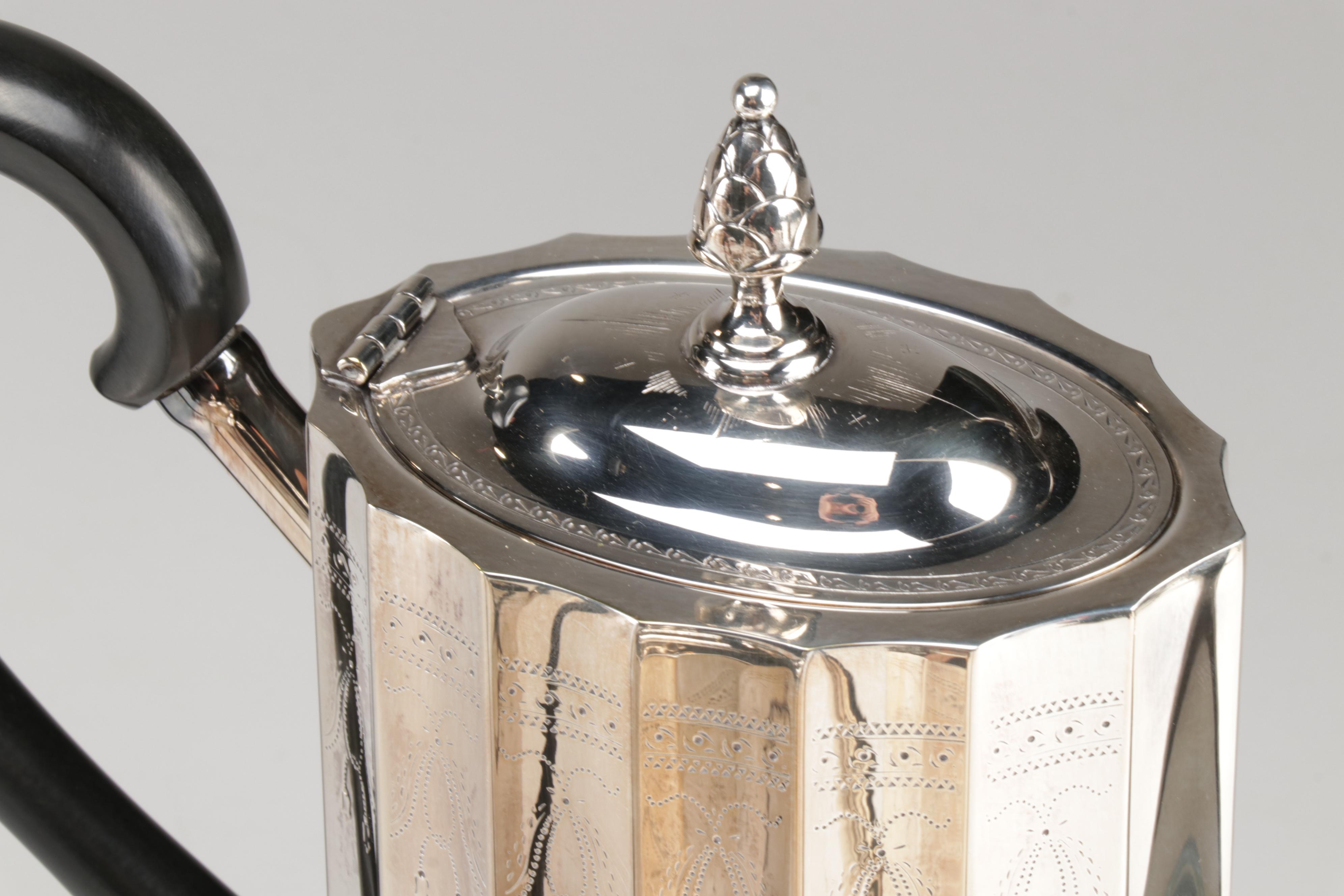 Lunt Silver Plate "Paul Revere" Tea Service and Candlesticks