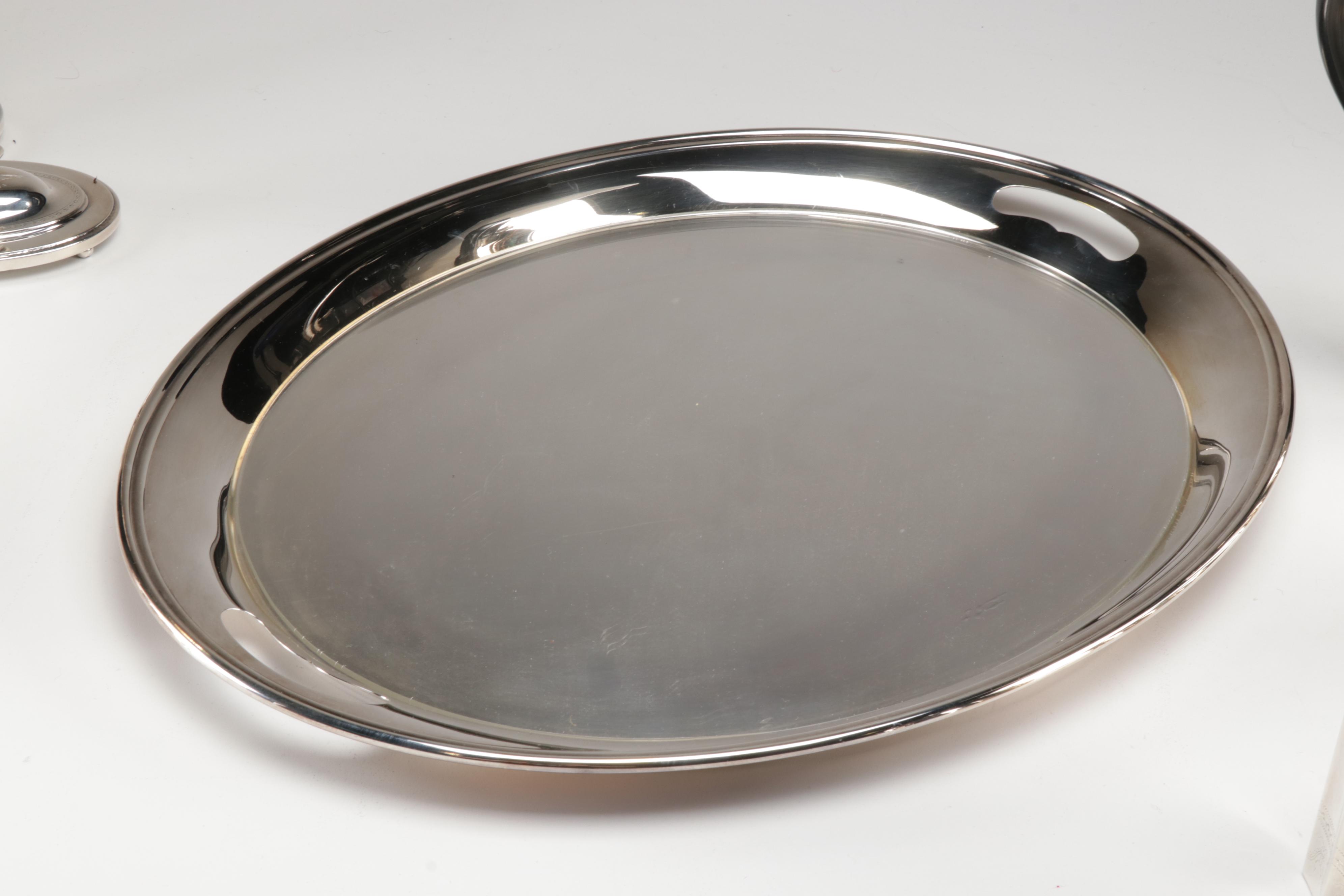 Lunt Silver Plate "Paul Revere" Tea Service and Candlesticks