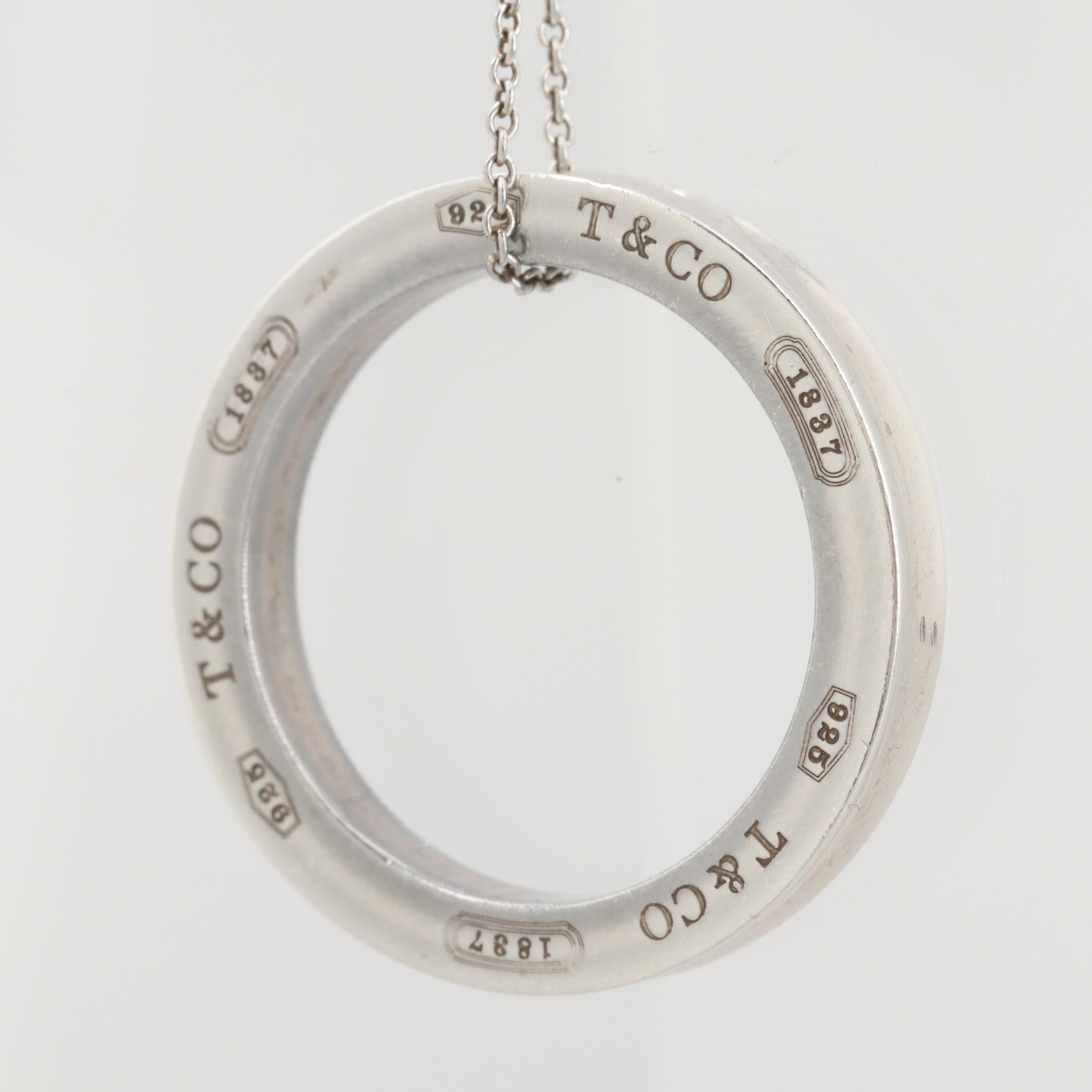 Tiffany & Co. Sterling Silver 1837 Circle Pendant Necklace