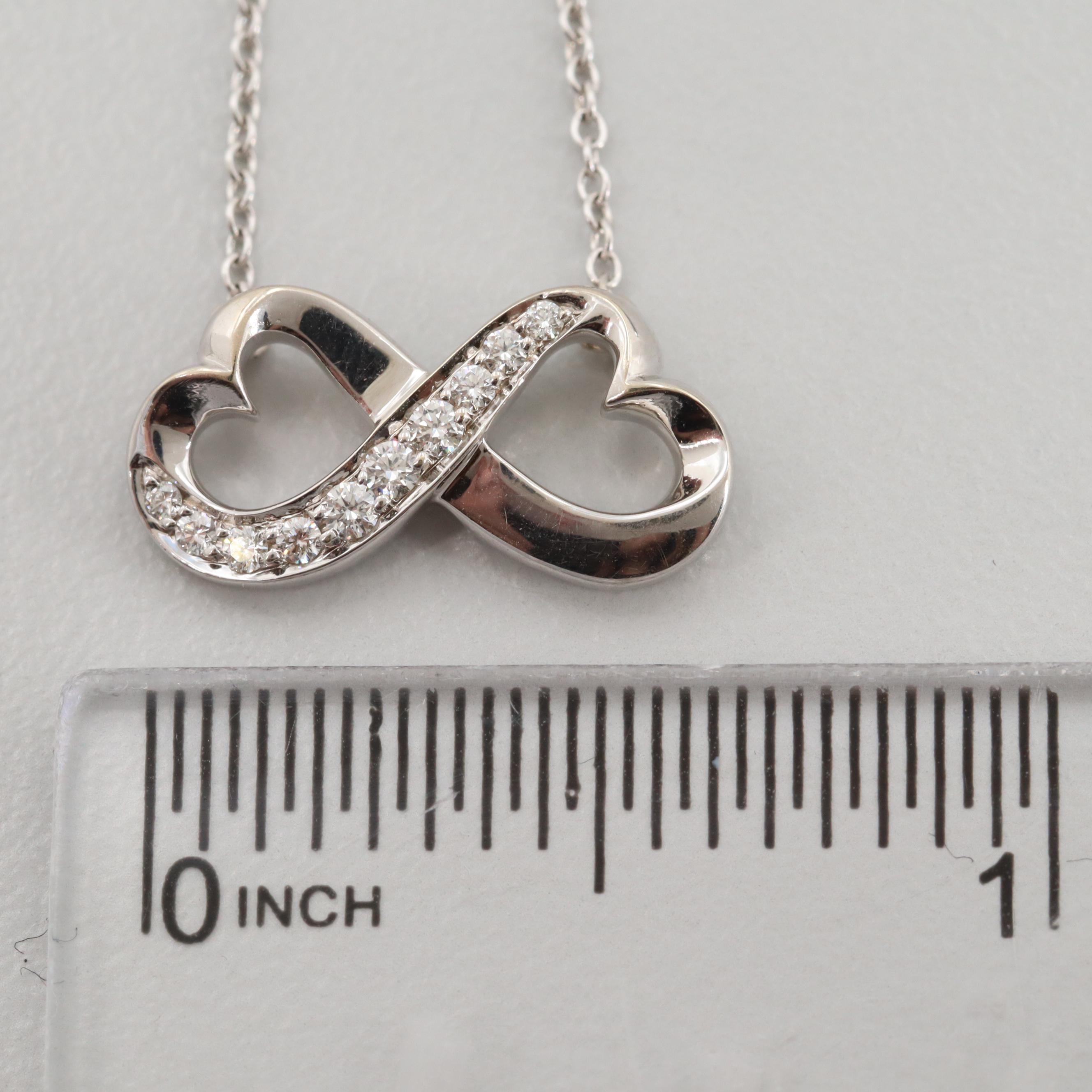Tiffany & Co.18K White Gold Diamond Infinity Heart Necklace by Paloma Picasso